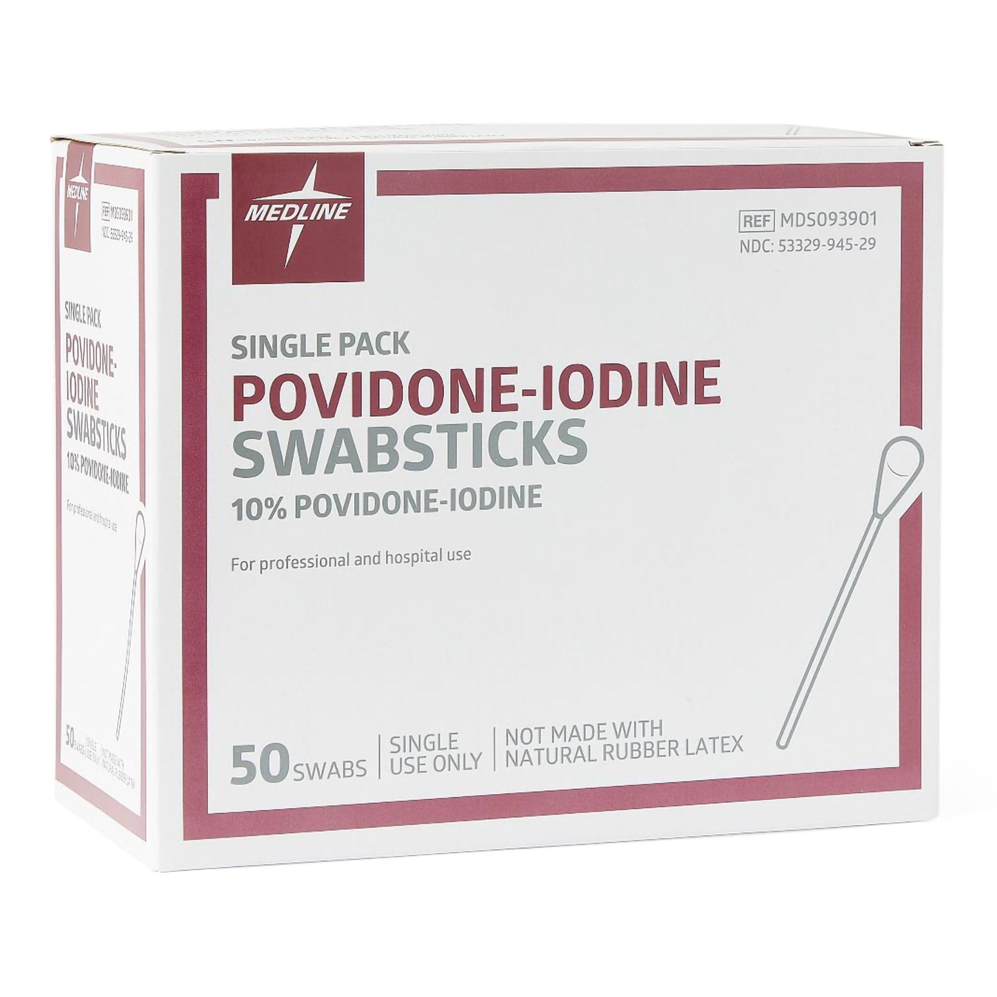 Medline MDS093901 - Medline Povidone Iodine Swabsticks - 1/Each, 50/Box, 500/Case