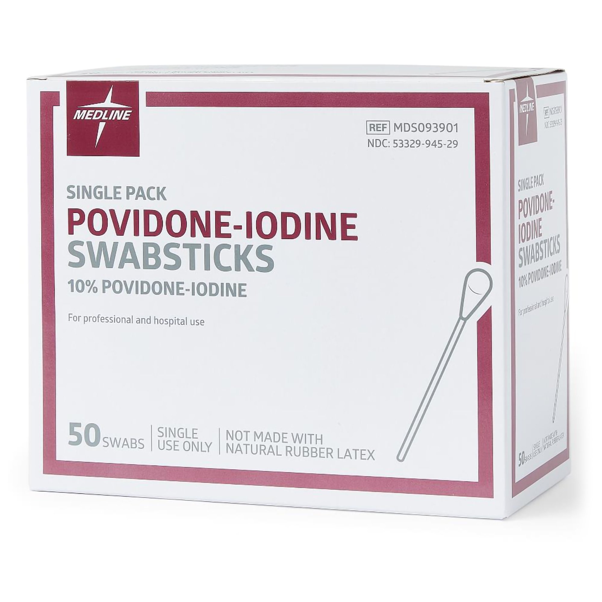 Medline MDS093901 - Medline Povidone Iodine Swabsticks - 1/Each, 50/Box, 500/Case