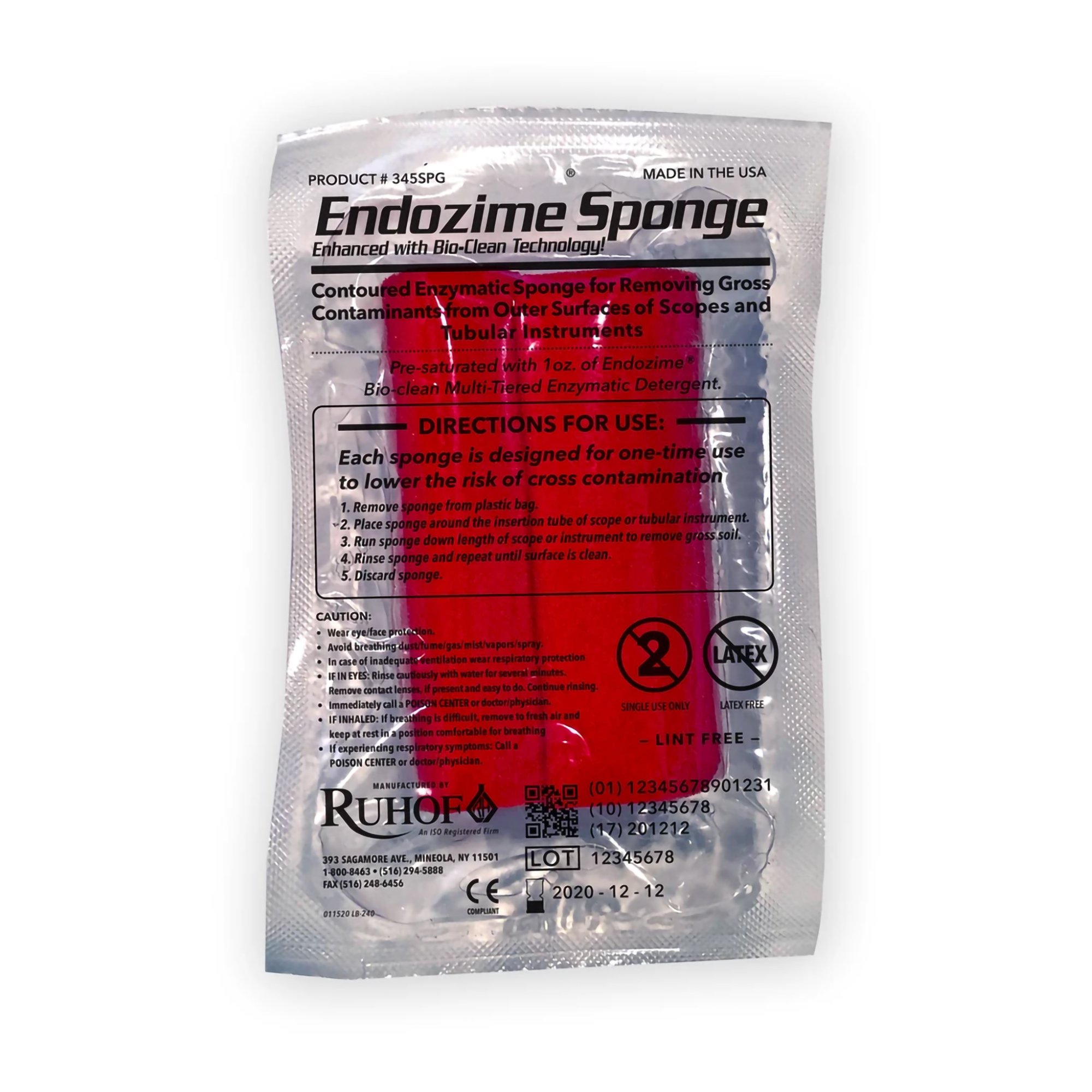 Endozime Pre-Saturated Endoscope Sponge 345SPG by Ruhof Healthcare
