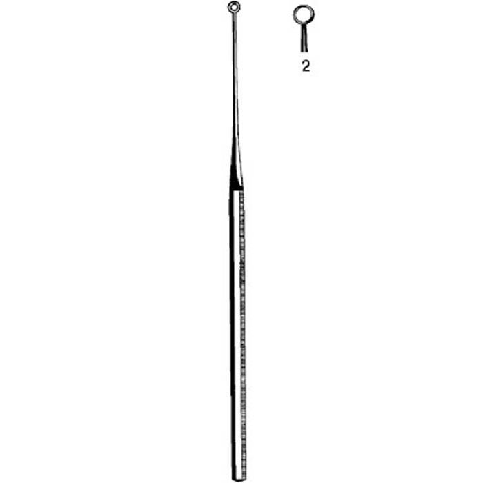 Sklar - 98-173 Ear Curette Merit™ Buck 6-1/2 Inch Length Octagonal Handle Size 2 Tip Straight Blunt Round Loop Tip