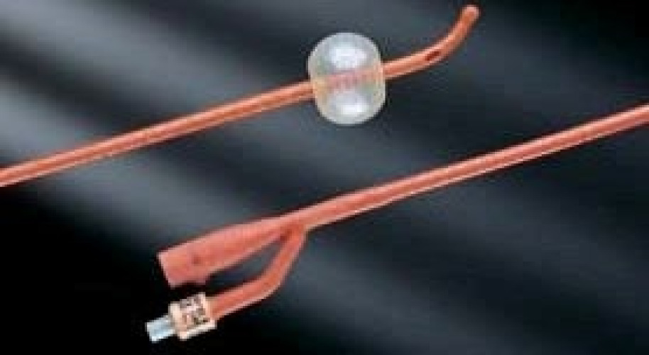 Bard - 0102SI22 Foley Catheter Bardex® I.C. 2-Way Coude Tip 5 cc Balloon 22 Fr. Red Rubber