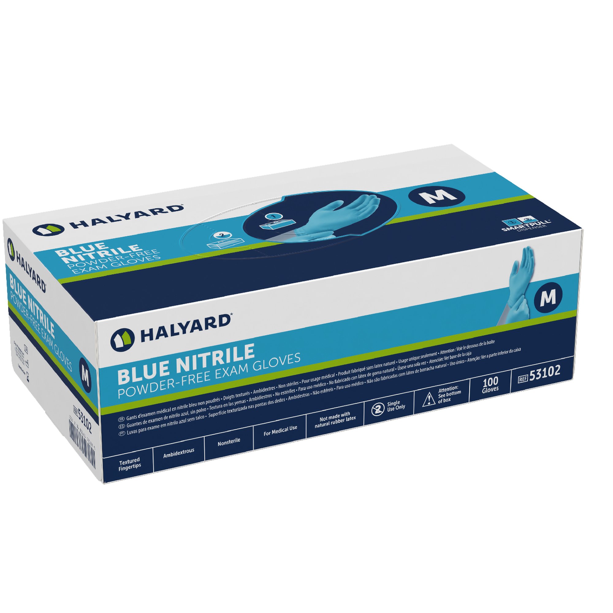 O&M Halyard Inc 53102 - Blue Nitrile® Exam Glove, Medium - 100/Box, 1000/Case