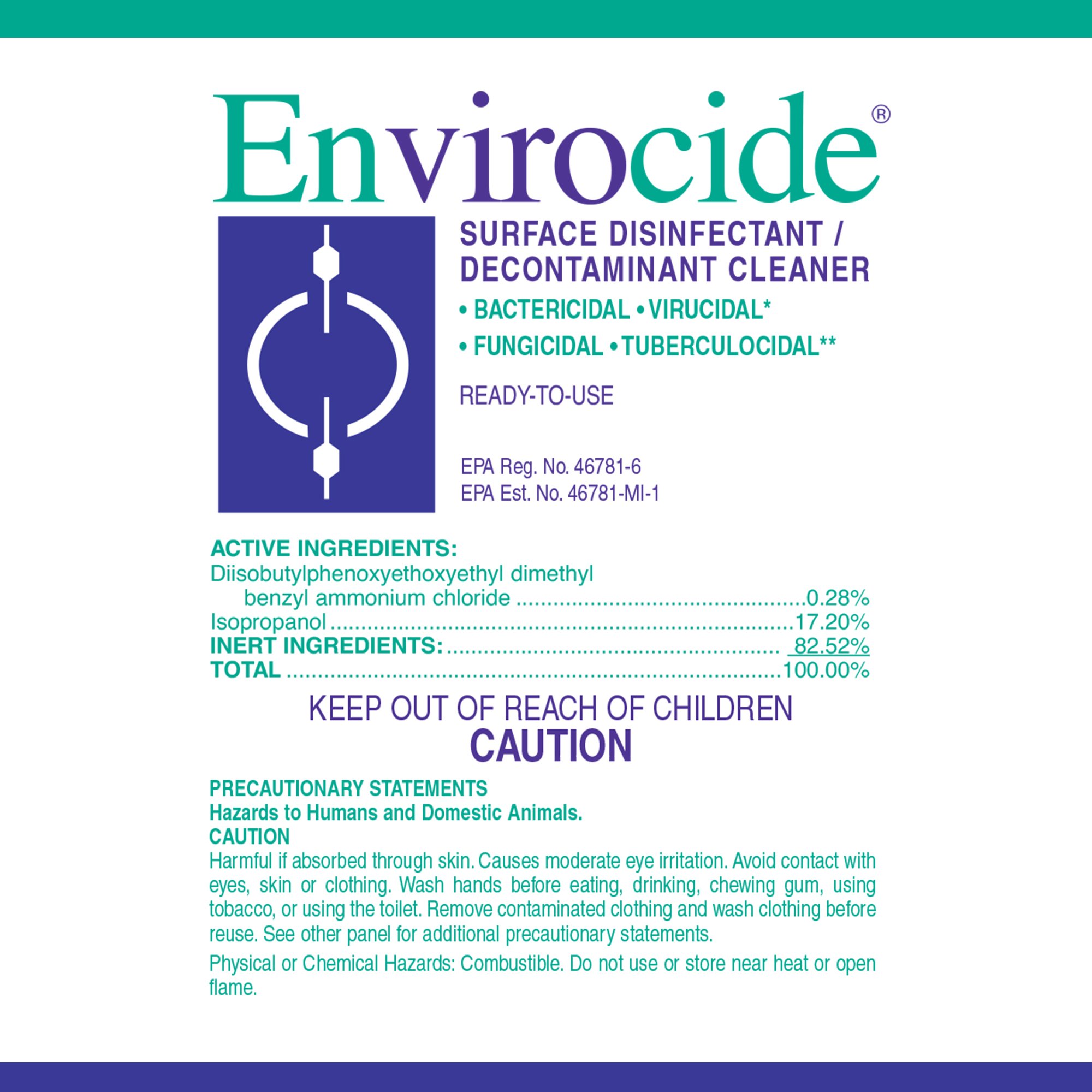 Metrex Research 13-3300 - Envirocide® Surface Disinfectant Cleaner - 1/Each, 4/Case