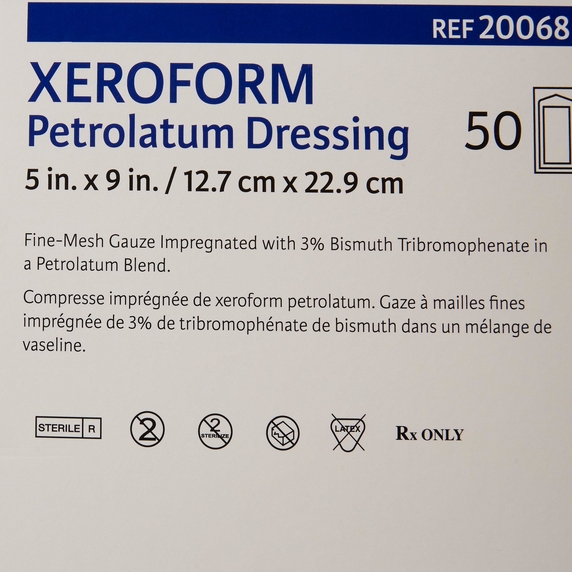 Gentell DKC20068 - Xeroform Petrolatum Impregnated Dressing, 5 x 9 Inch - 1/Each, 50/Box, 200/Case