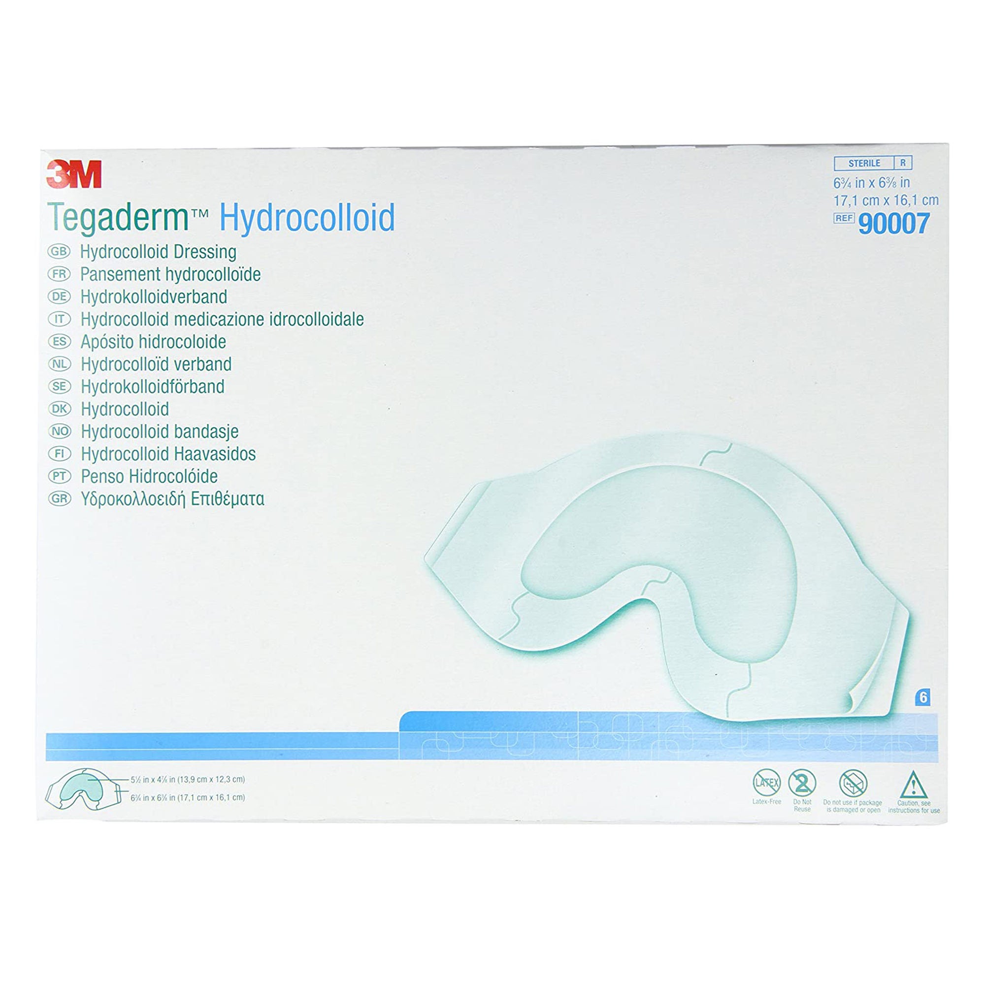 Solventum Corporation - 90007 Hydrocolloid Dressing 3M™ Tegaderm™ Film Backing 6-3/8 X 6-3/4 Inch Sacral Hydrocolloid / Film