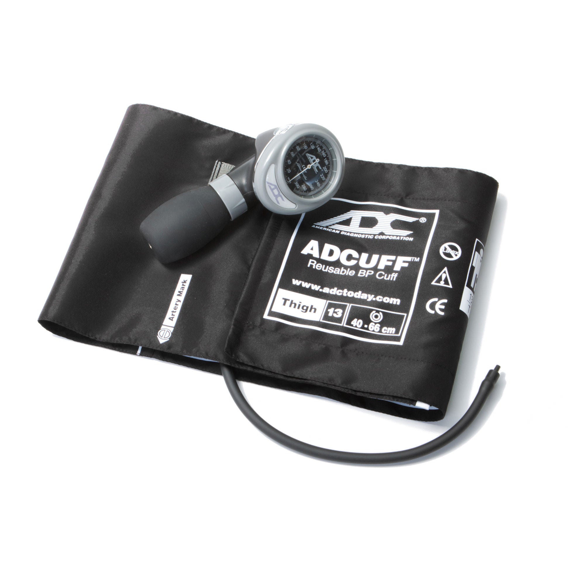 American Diagnostic Corp - 703-13TBK Aneroid Sphygmomanometer Unit Diagnostix™703 Series Thigh Cuff Thigh Nylon Cuff 40 - 66 cm Palm Aneroid