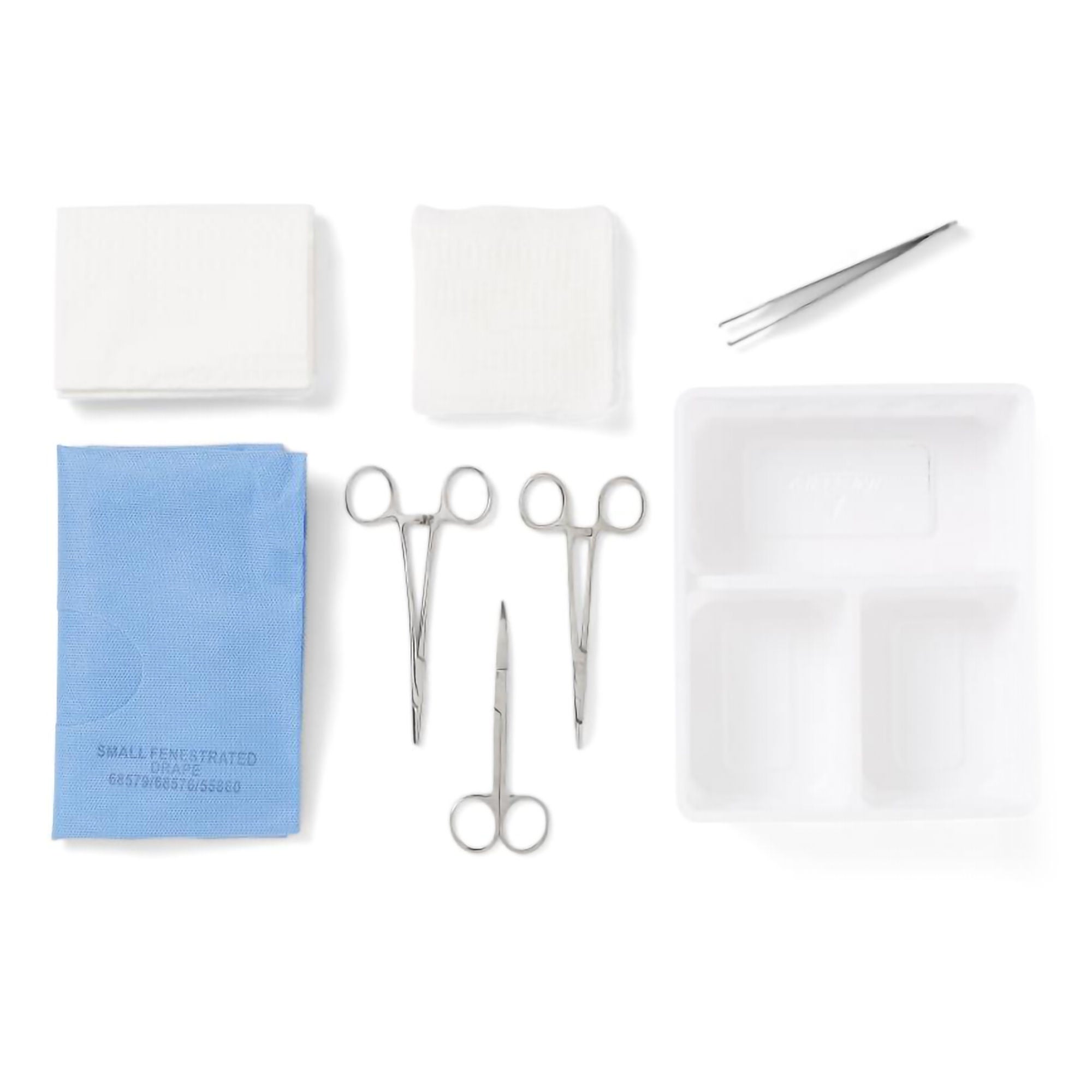 Medline - DYNJ03009 Laceration Tray Centurion® (1) 3 Compartment Tray, (1) 1 X 2 Inch Adson Tissue Forcep, (1) Mosquito Curved Hemostat Forcep, (1) Curved Iris Scissor, (6) 8-Ply 4 X 4 Inch Gauze Sponges