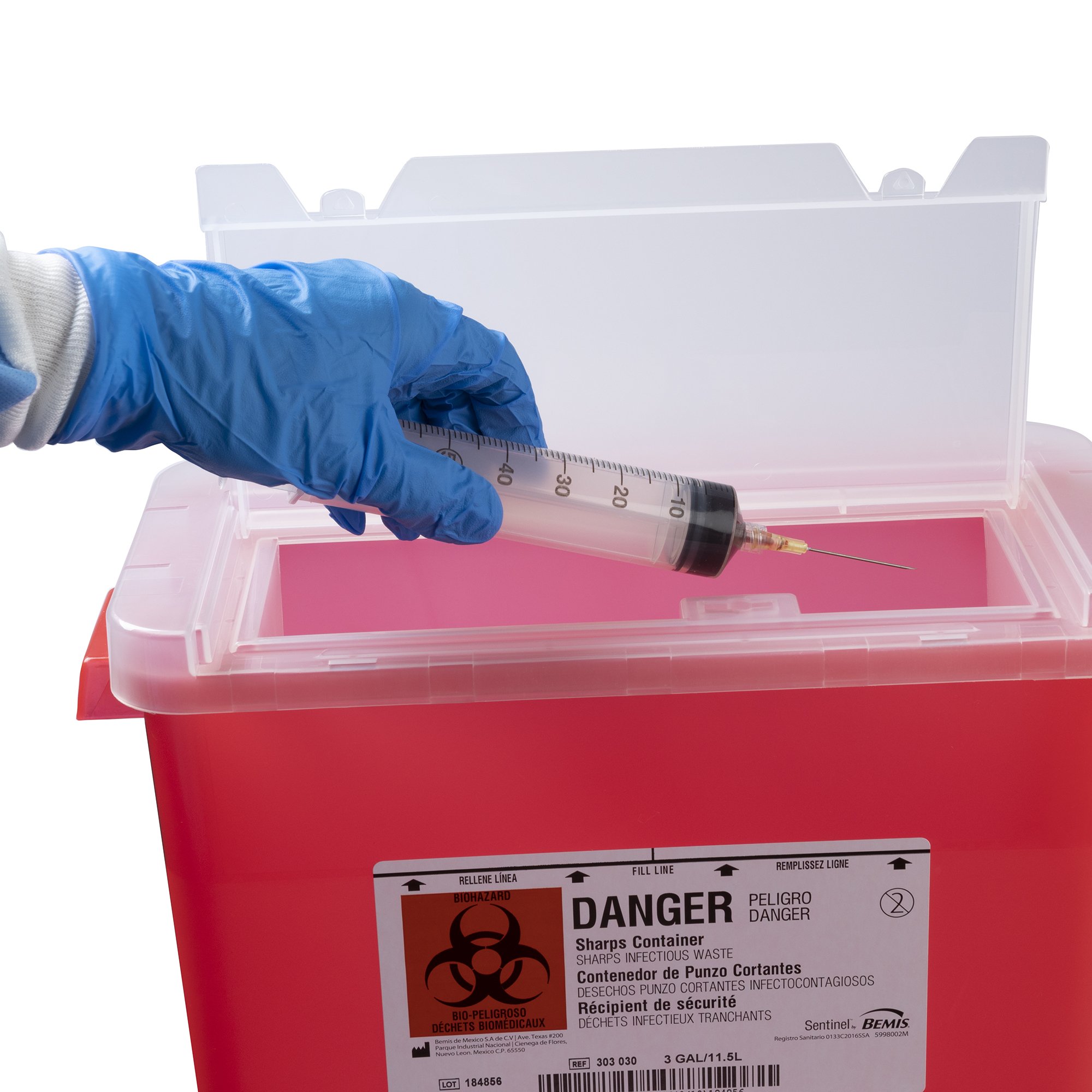 Bemis Healthcare 303 030 - Bemis™ Sentinel Sharps Container, 3 Gallon, 13-1/2 x 13-7/8 x 6-7/8 Inch - 1/Each, 12/Case
