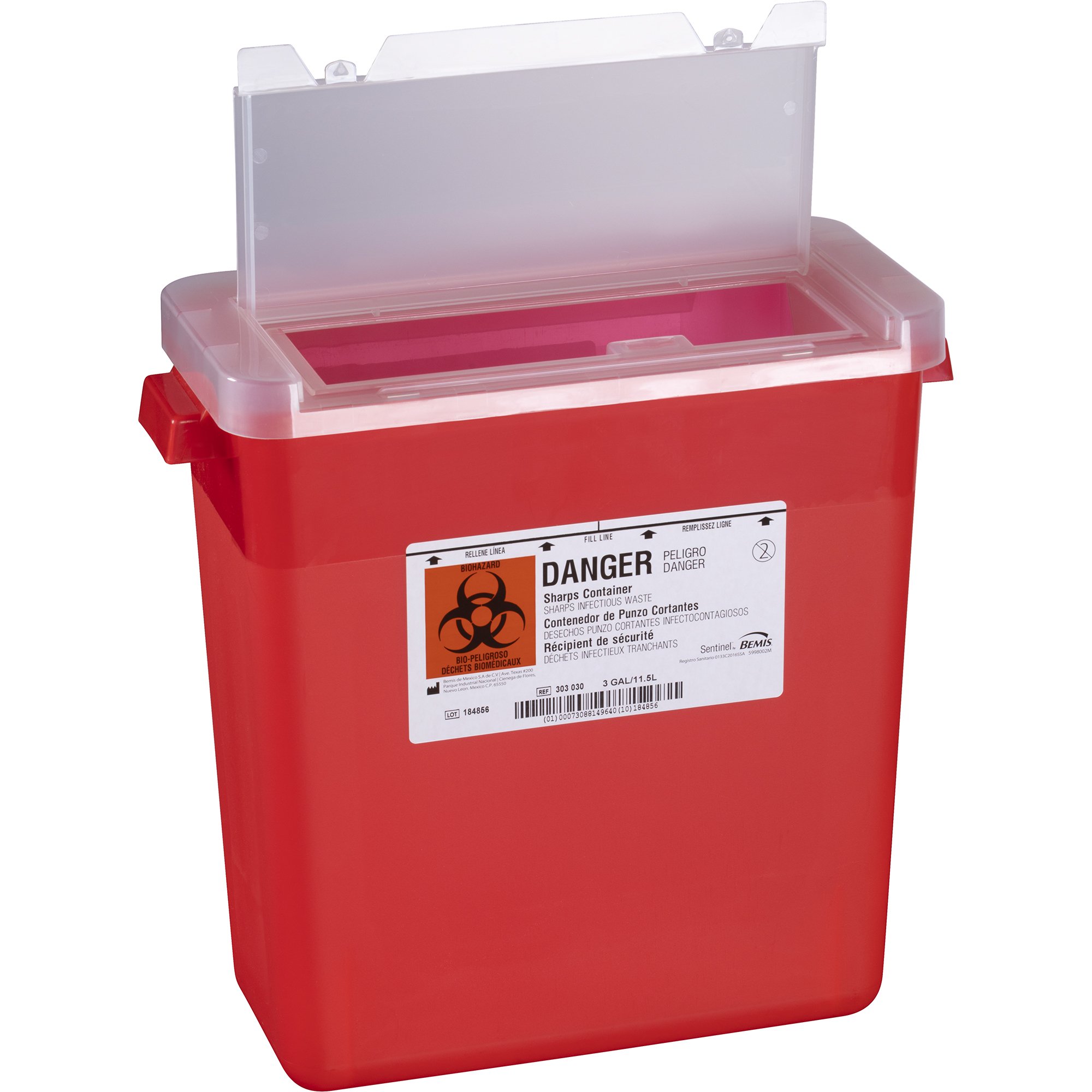 Bemis Healthcare 303 030 - Bemis™ Sentinel Sharps Container, 3 Gallon, 13-1/2 x 13-7/8 x 6-7/8 Inch - 1/Each, 12/Case