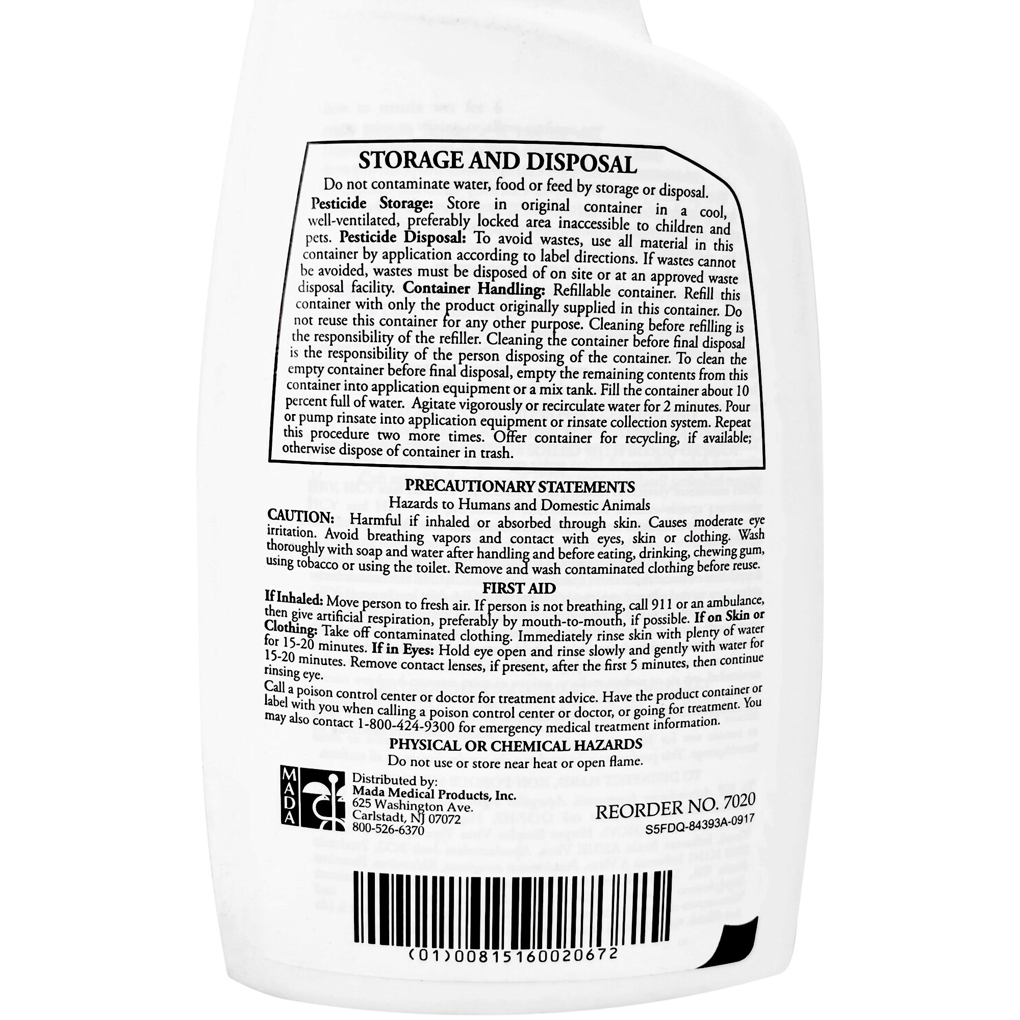 Mada Medical Products 7020 - MadaCide FD Germicidal Solution - 1/Each, 12/Case