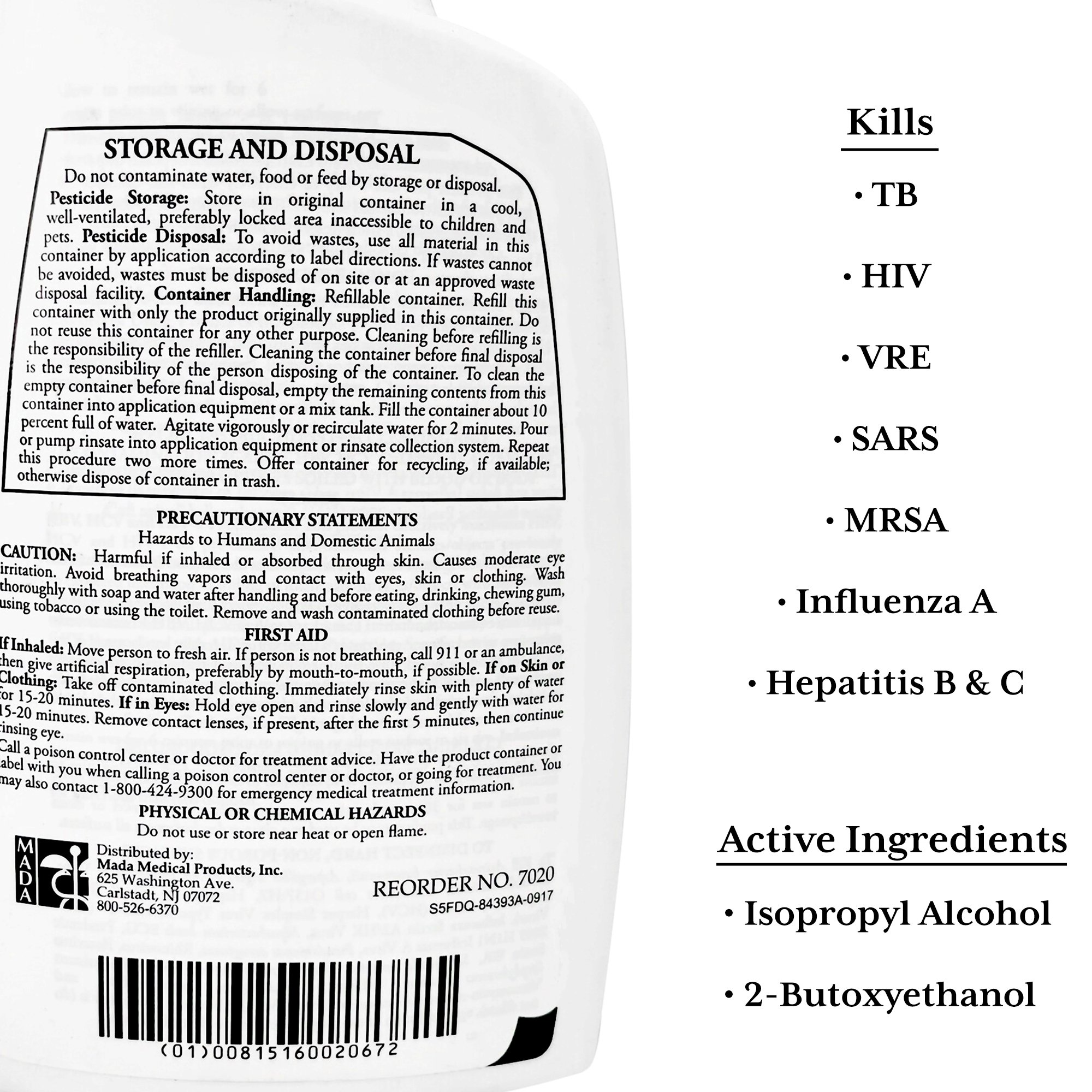 Mada Medical Products 7020 - MadaCide FD Germicidal Solution - 1/Each, 12/Case