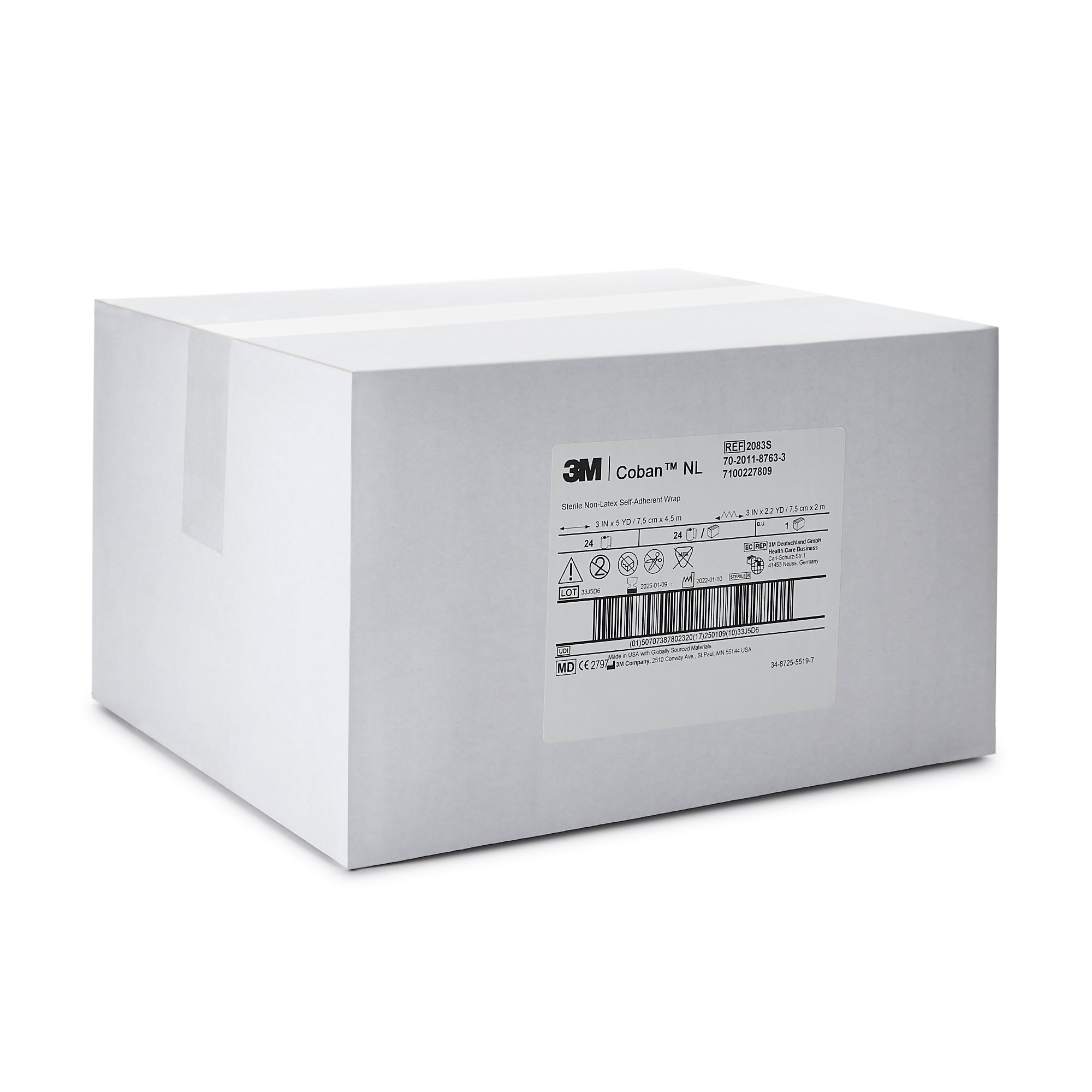Solventum Corporation 2083S - 3M™ Coban™ LF Self-adherent Closure Cohesive Bandage, 3 Inch x 5 Yard - 1/Each, 24/Case