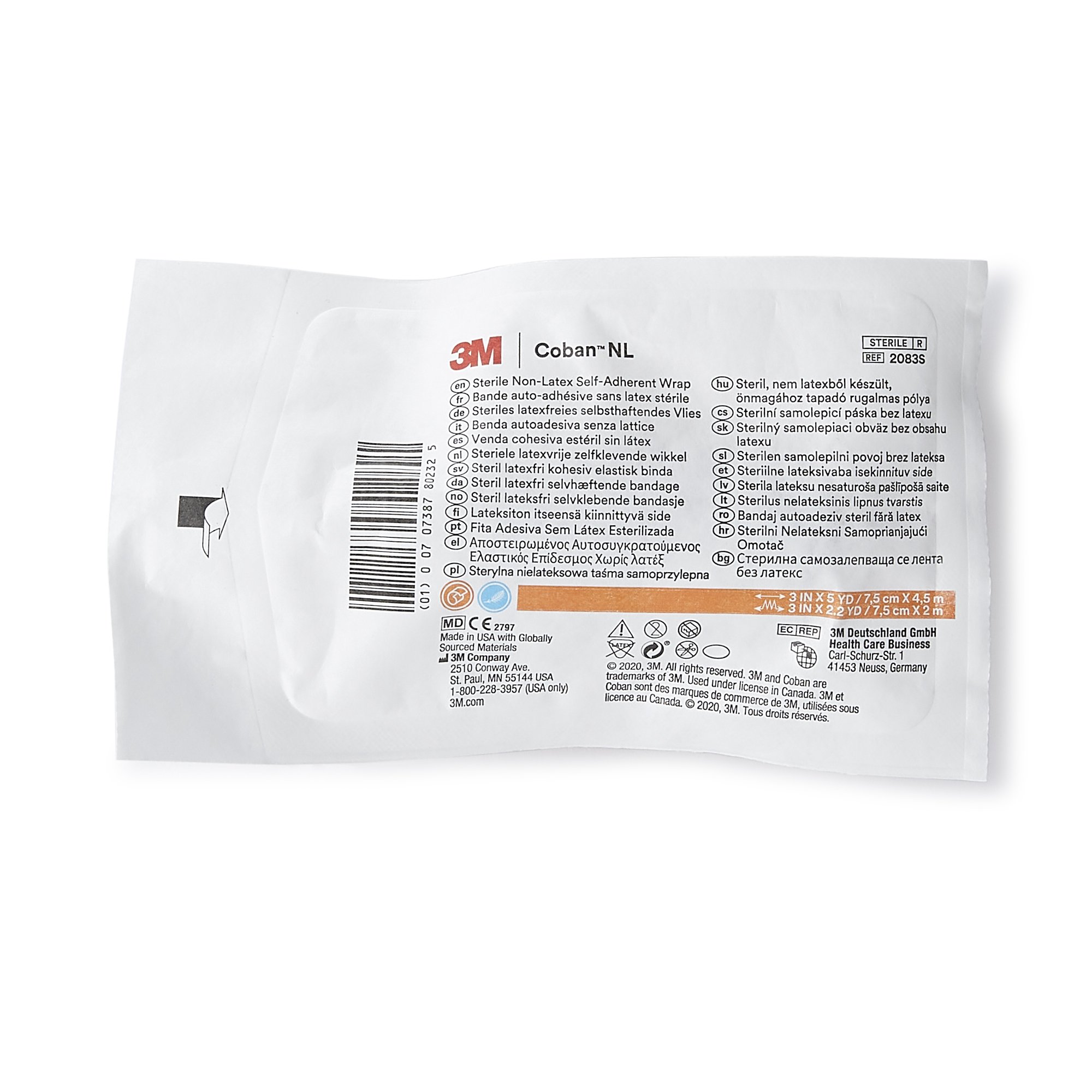 Solventum Corporation 2083S - 3M™ Coban™ LF Self-adherent Closure Cohesive Bandage, 3 Inch x 5 Yard - 1/Each, 24/Case