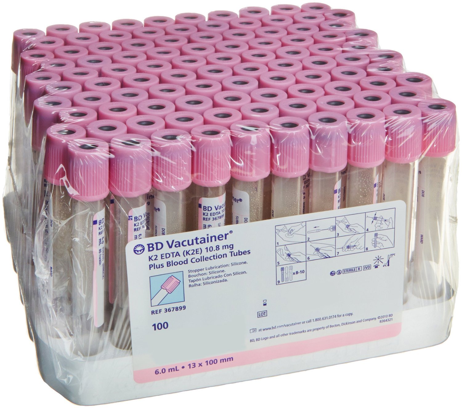 BD 367899 - BD Vacutainer® Venous Blood Collection Tube, 6 mL, 13 x 100 mm - 100/Box, 1000/Case