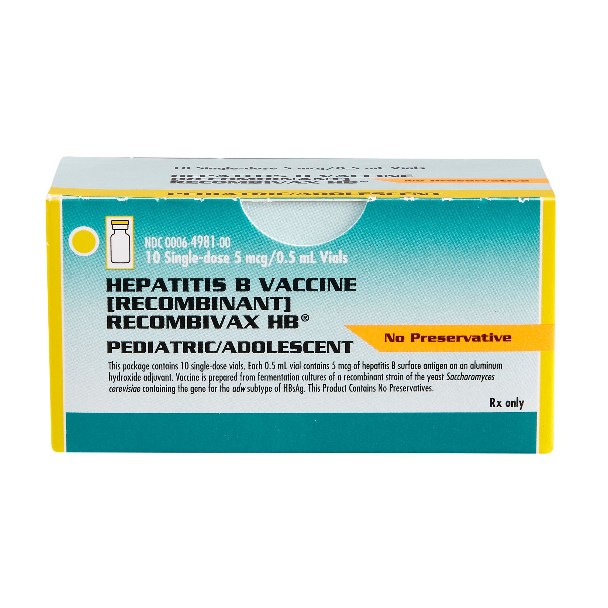 Merck - 00006498100 Recombivax HB® Hepatitis B Virus Vaccine (Recombinant), Preservative Free 5 mcg / 0.5 mL Injection 0.5 mL