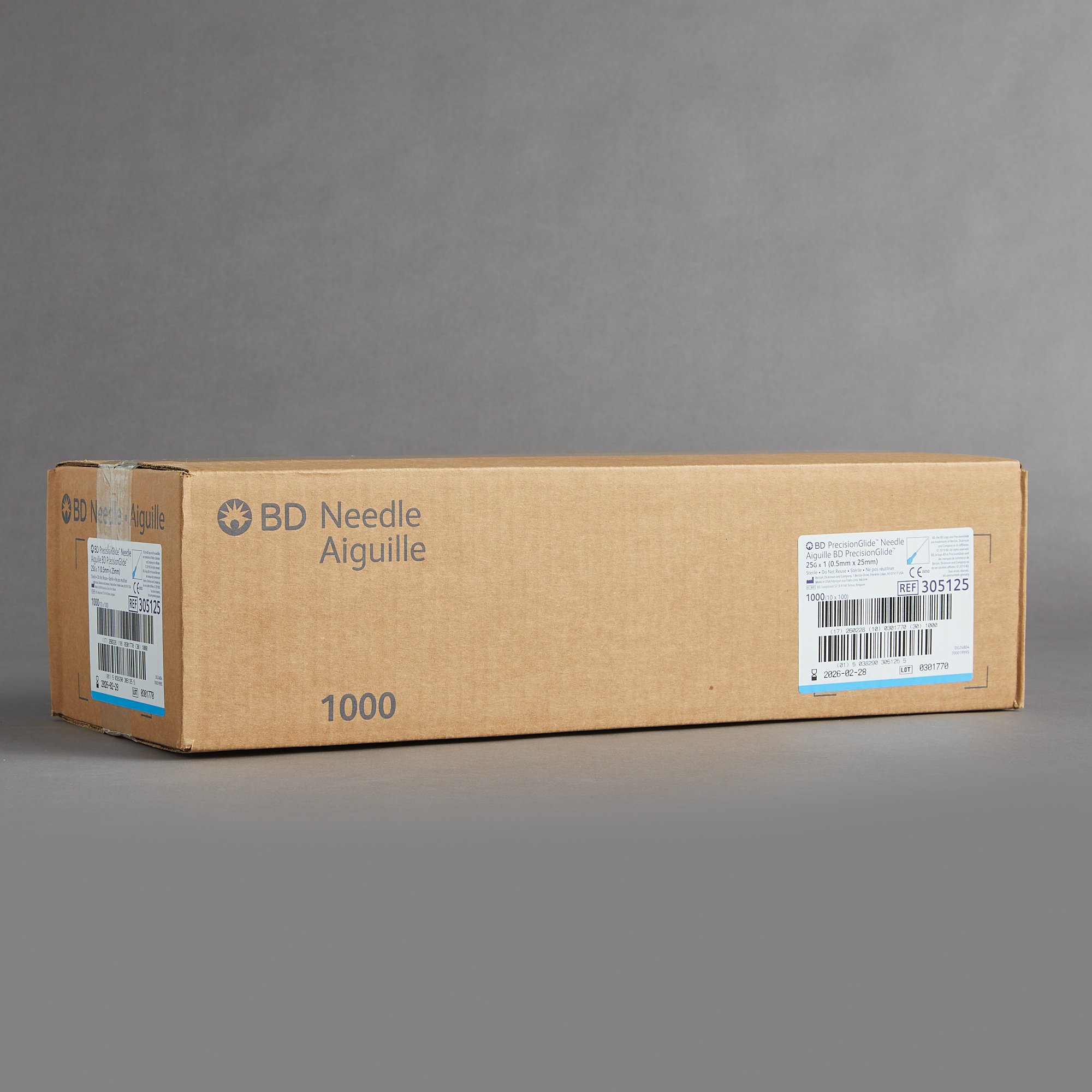 BD 305125 - PrecisionGlide™ Hypodermic Needle, 25 Gauge, 5/8 Inch Length - 100/Box, 1000/Case
