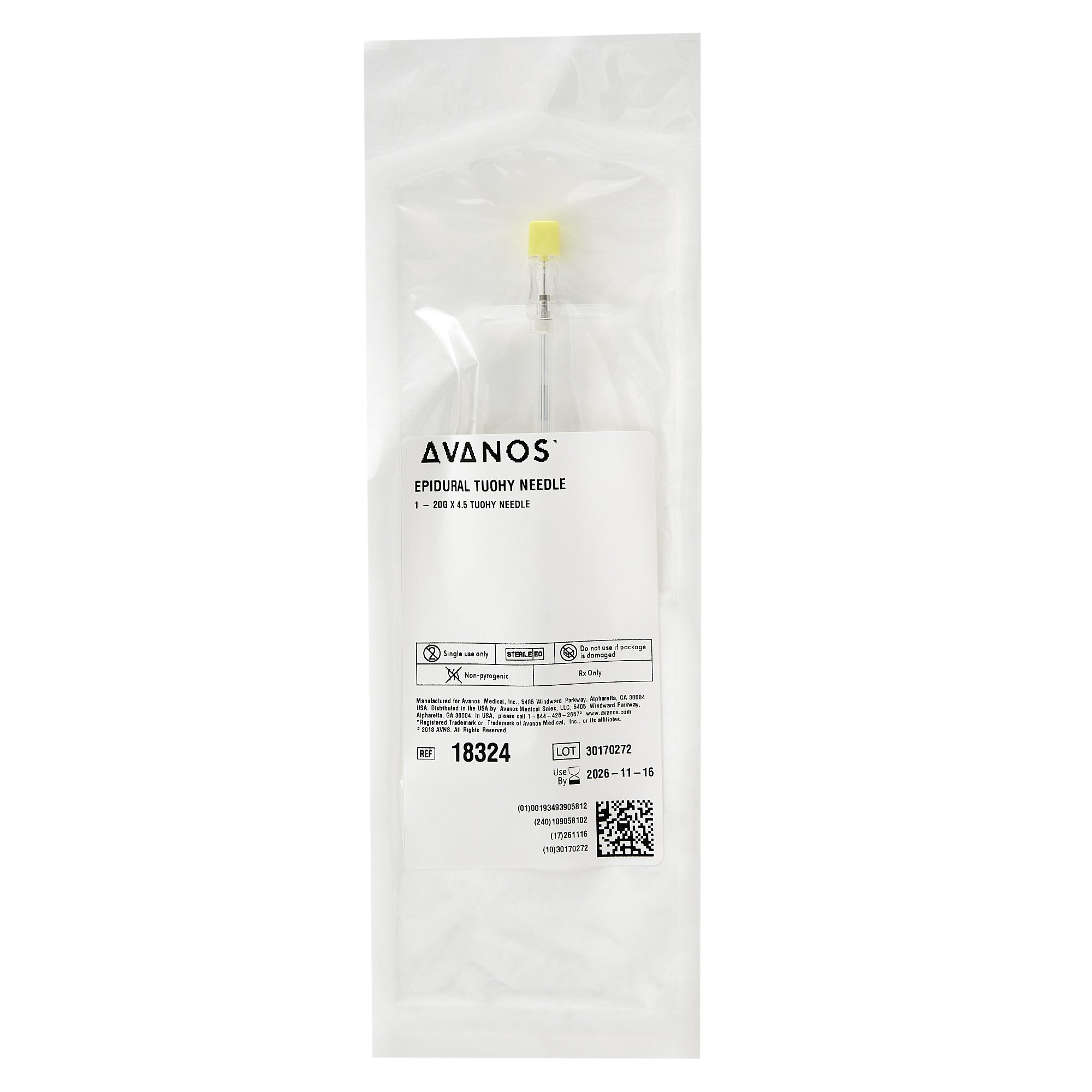 Avanos Medical Sales LLC 18324 - Halyard Epidural Needle - 1/Each, 25/Case