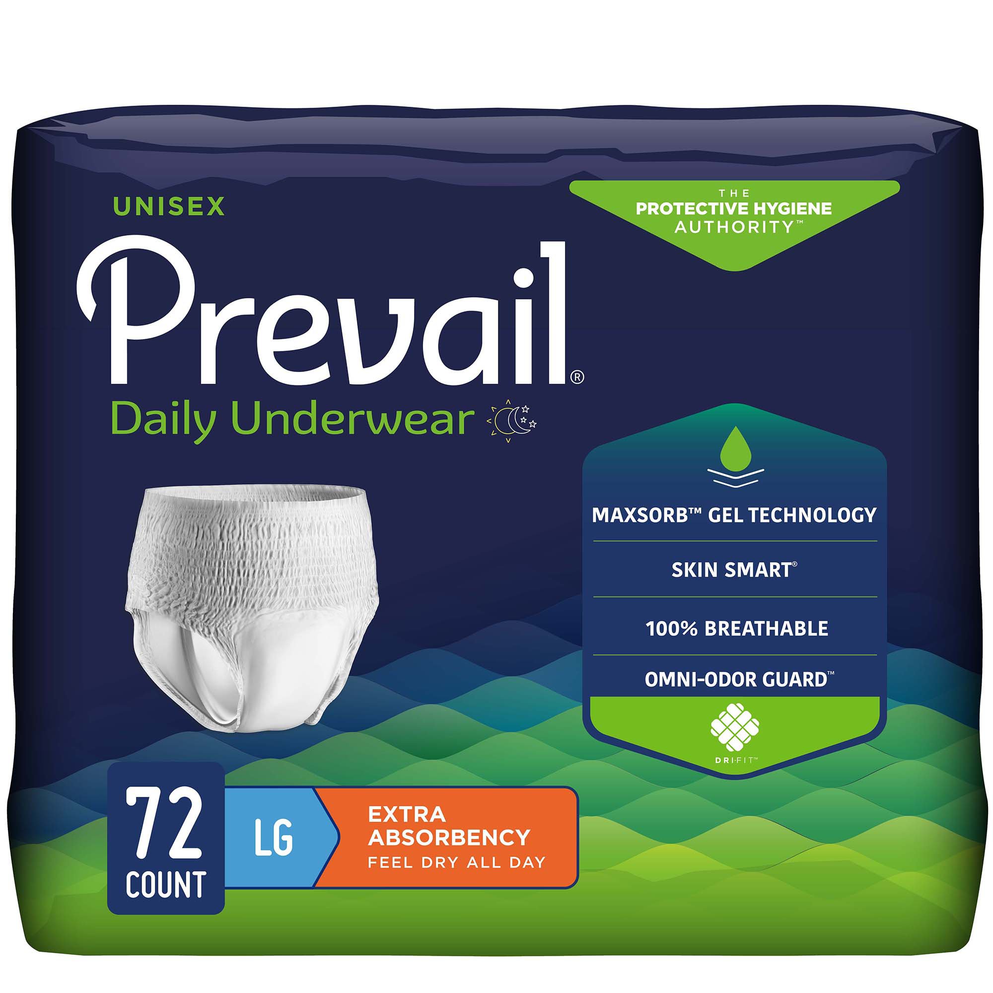 First Quality Products LLC PV-513 - Prevail® Daily Underwear Extra Absorbent Underwear, Large - 18/Pack, 72/Case