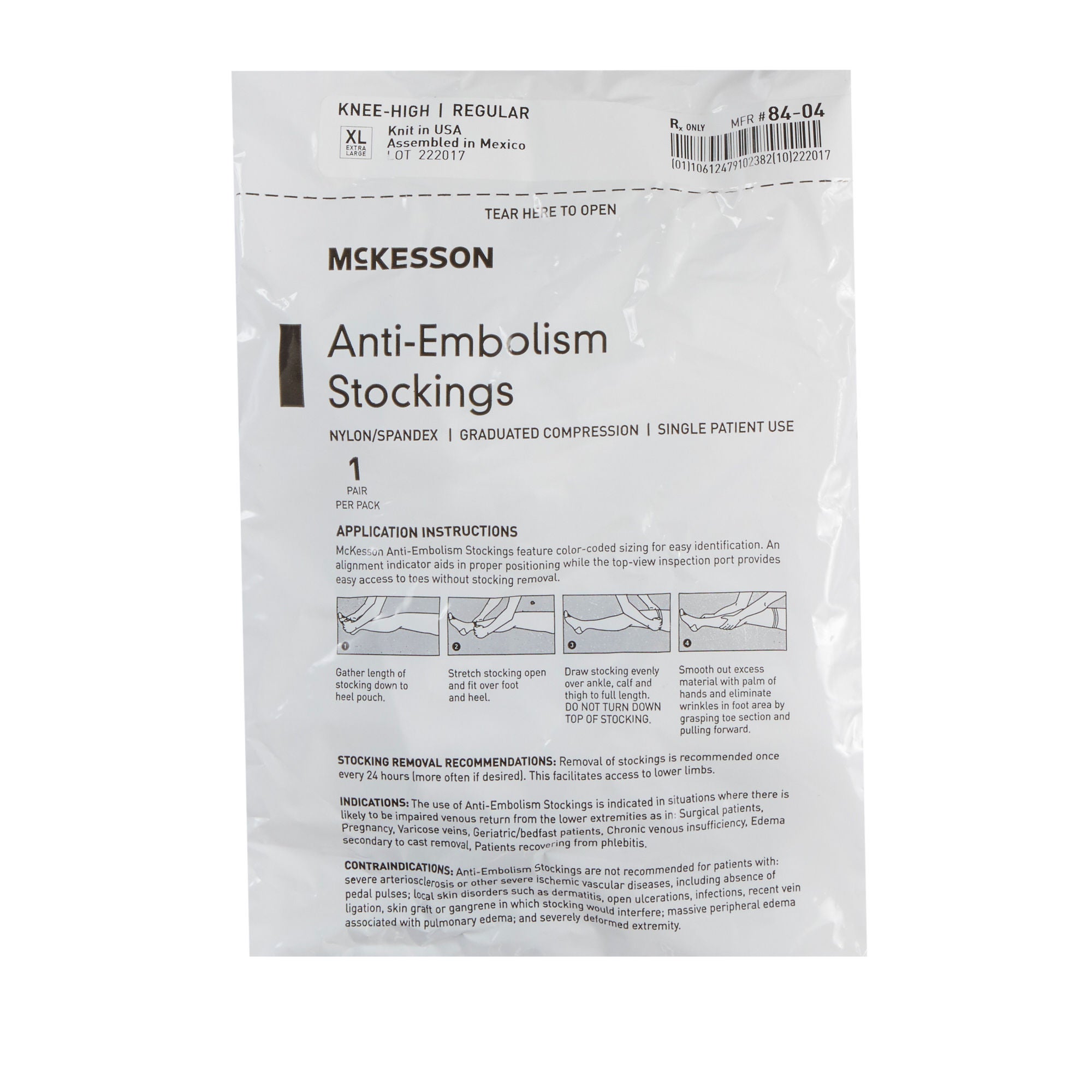 McKesson Brand - 84-04 Anti-embolism Stocking McKesson Knee High X-Large / Regular White Inspection Toe