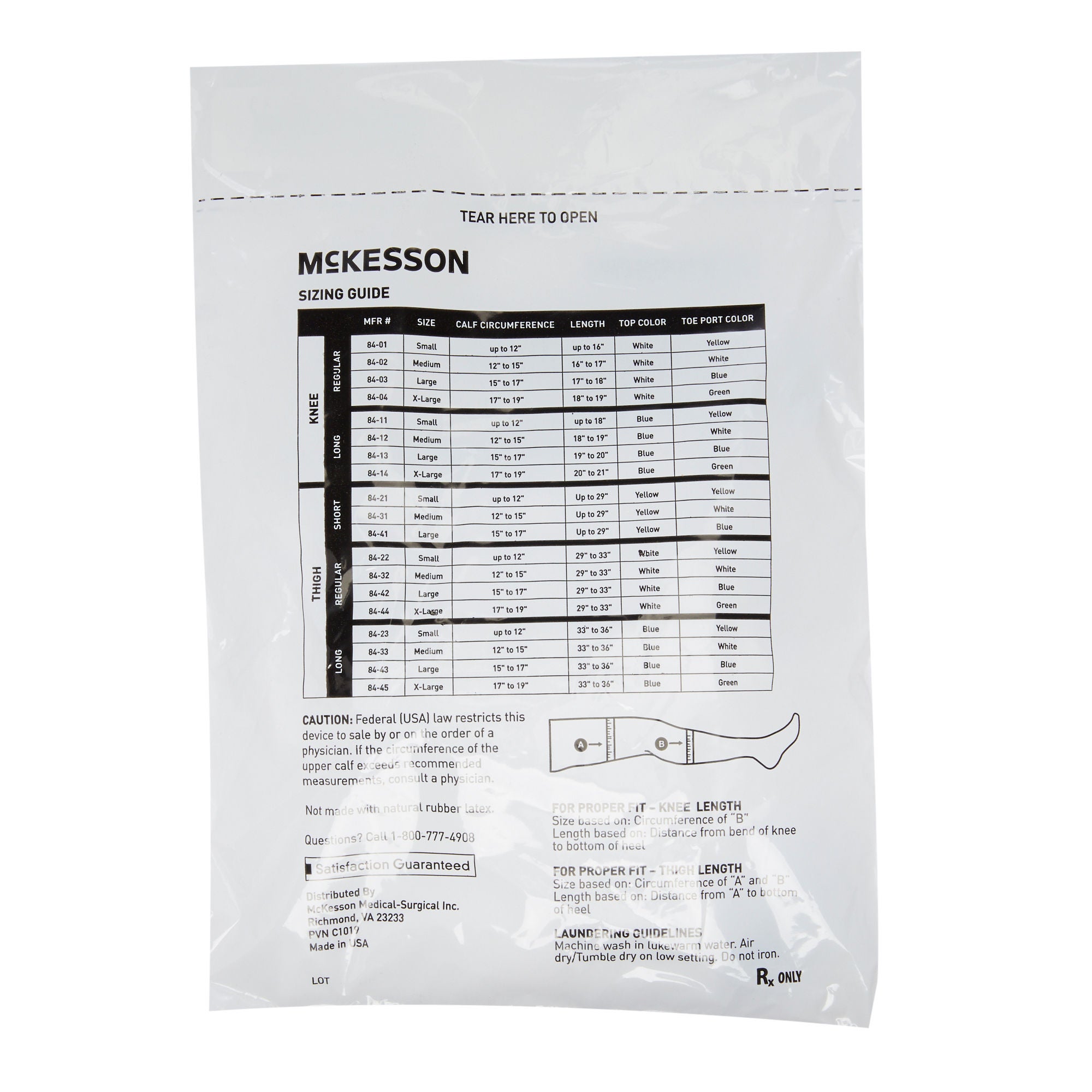 McKesson Brand - 84-13 Anti-embolism Stocking McKesson Knee High Large / Long White Inspection Toe