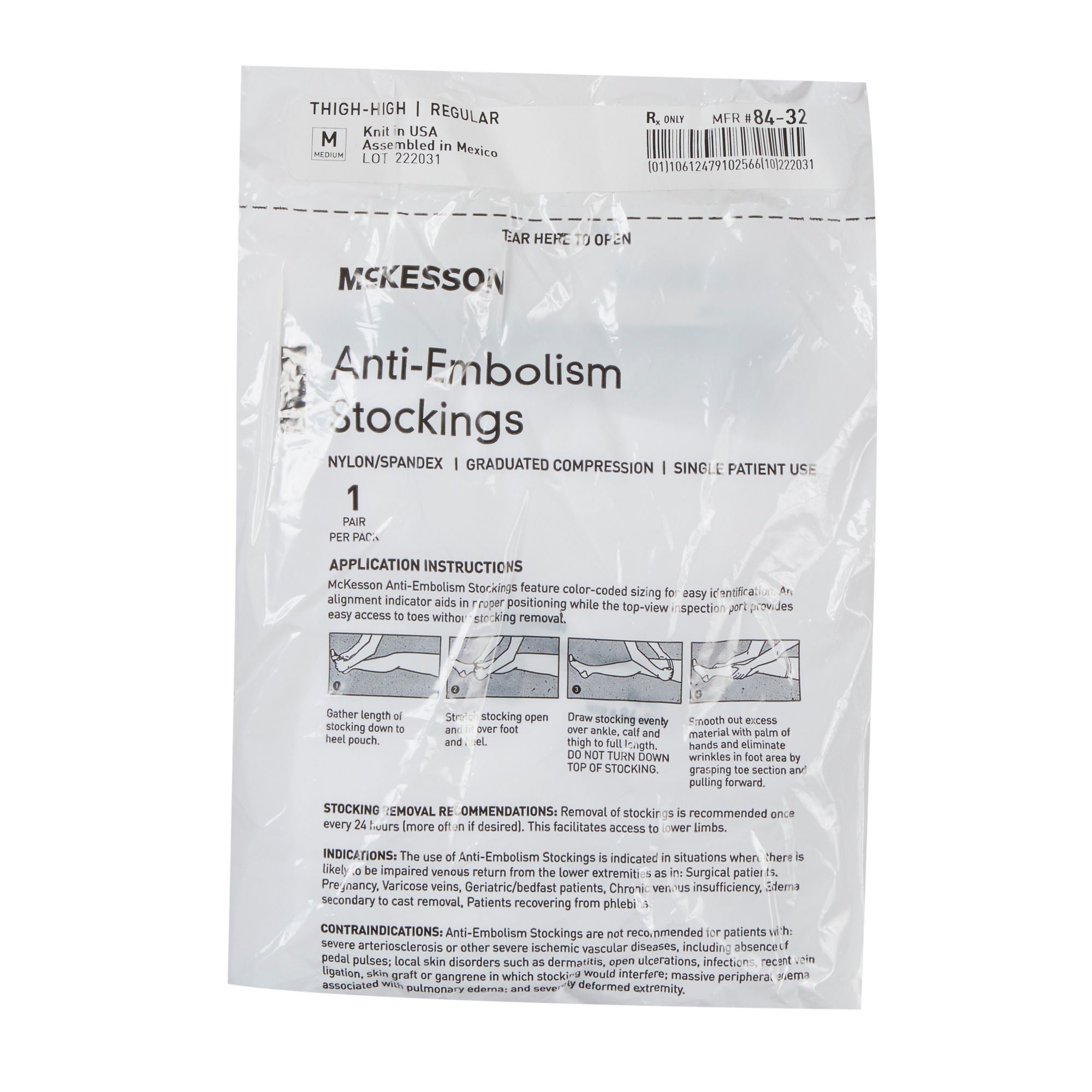 McKesson Brand - 84-32 Anti-embolism Stocking McKesson Thigh High Medium / Regular White Inspection Toe