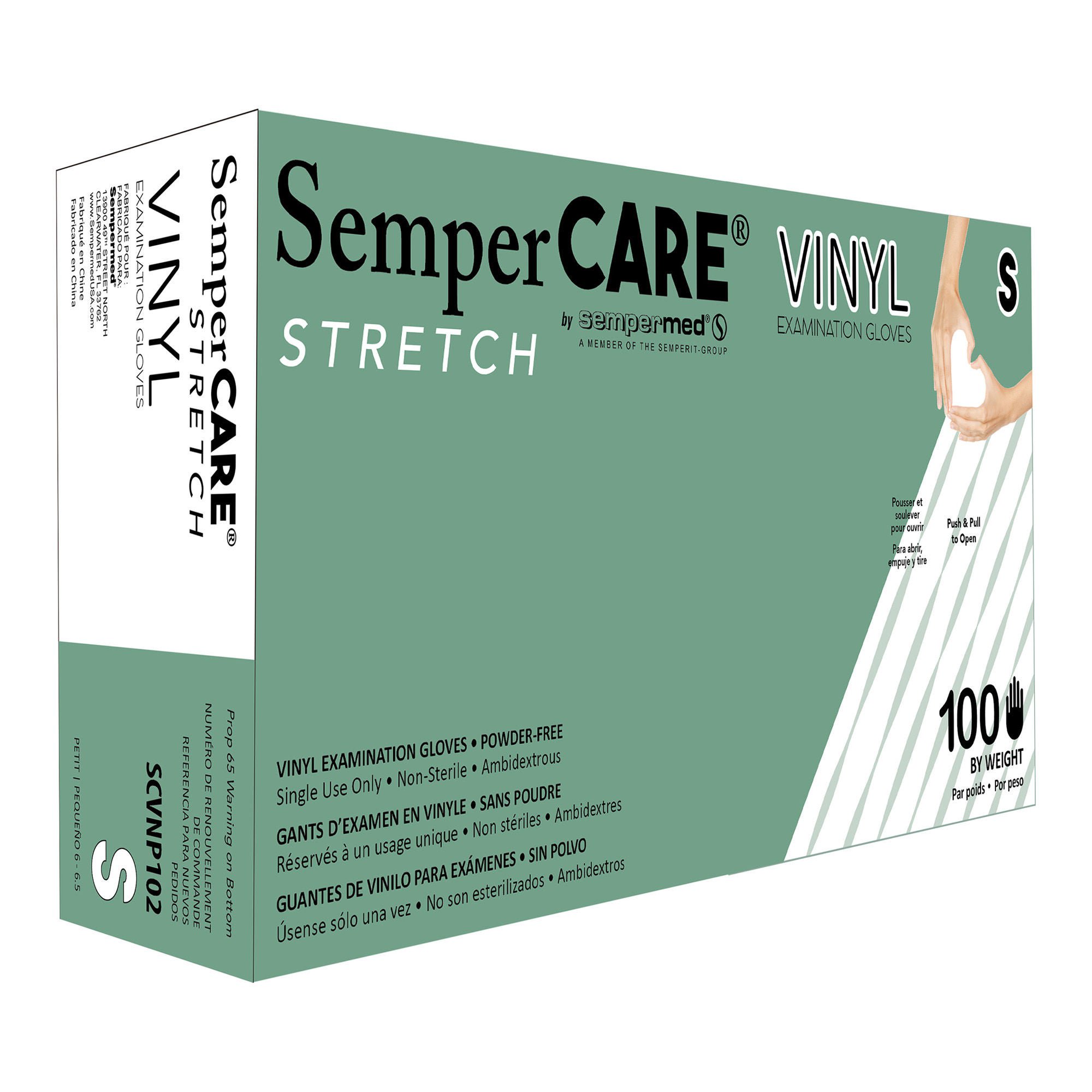 Harps USA Inc - SCVNP102 Exam Glove SemperCare® Vinyl Small 100 per Box NonSterile Stretch Vinyl Standard Cuff Length Smooth Ivory Not Rated @#$CUSTOM_DESCRIPTION$#@