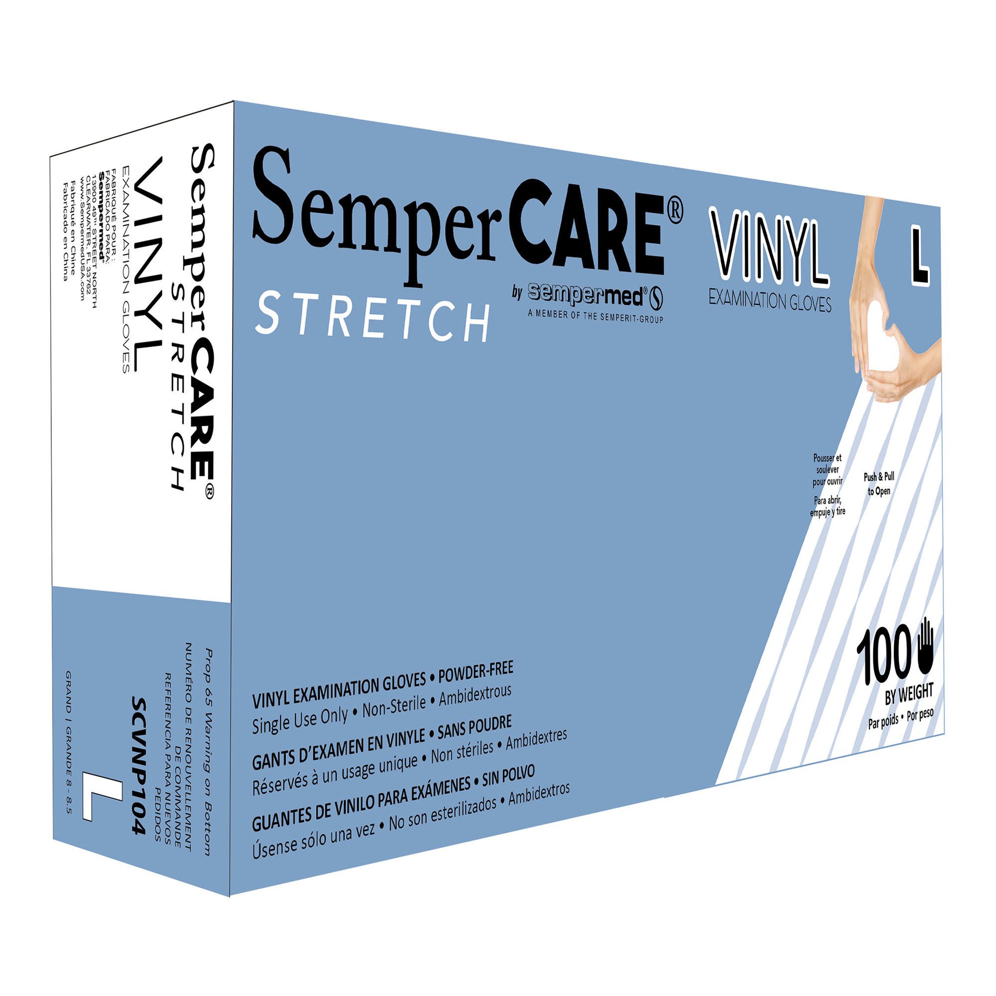 Harps USA Inc - SCVNP104 Exam Glove SemperCare® Vinyl Large 100 per Box NonSterile Stretch Vinyl Standard Cuff Length Smooth Ivory Not Rated