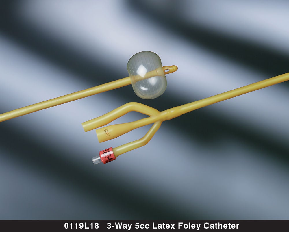 Bard - 0119L24 Foley Catheter Bard® Lubricath® 3-Way Round Tip 5 cc Balloon 24 Fr. Latex