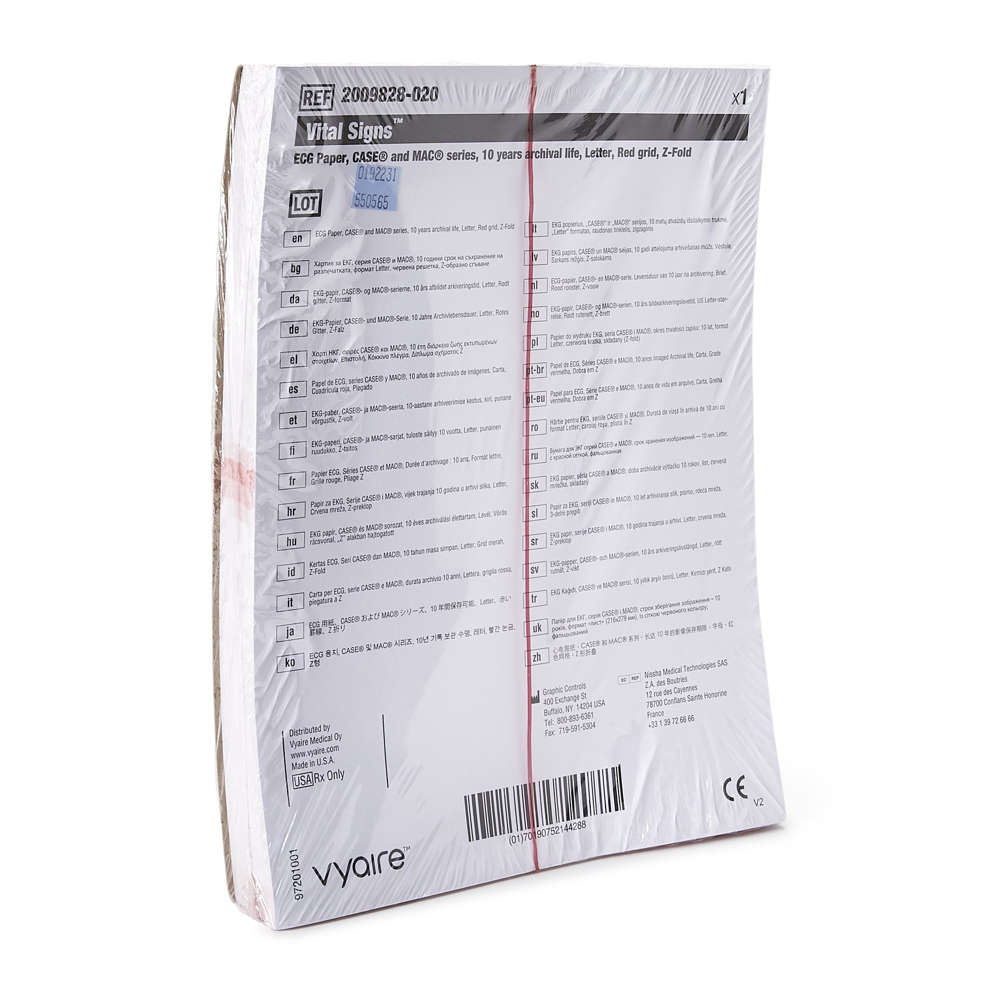 Sun Med 2009828-020 - Vital Signs® ECG / EEG Recording Paper - 300/Pack, 2400/Case