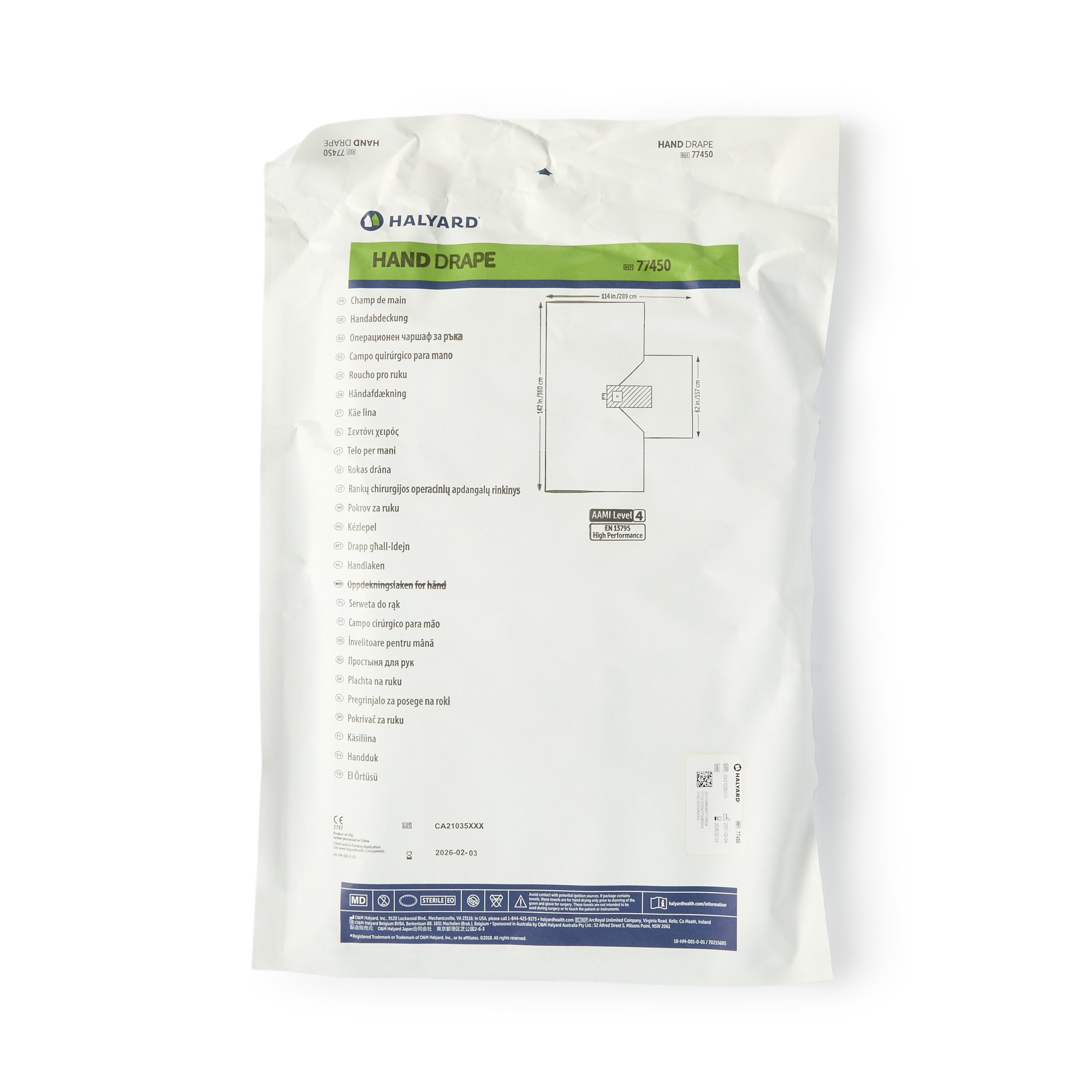 O&M Halyard Inc 77450 - Halyard Sterile Hand Orthopedic Drape, 114 x 142 Inch - 1/Each, 11/Case