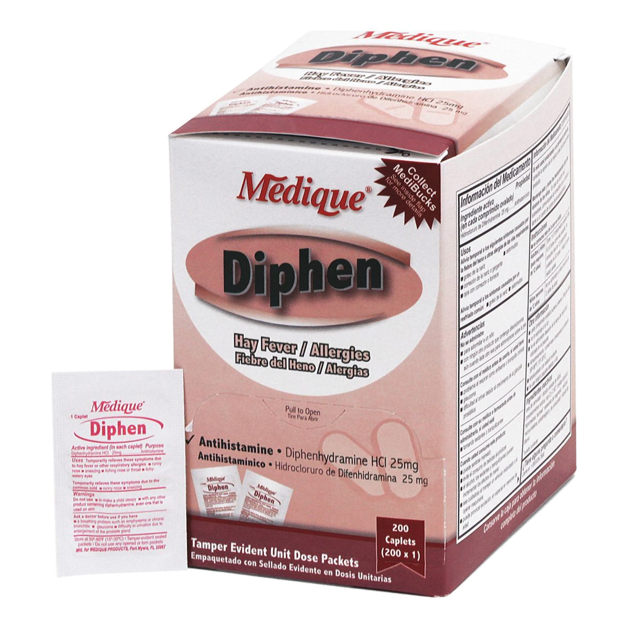 Medique Products 18447 - Diphen Diphenhydramine Allergy Relief - 200/Box