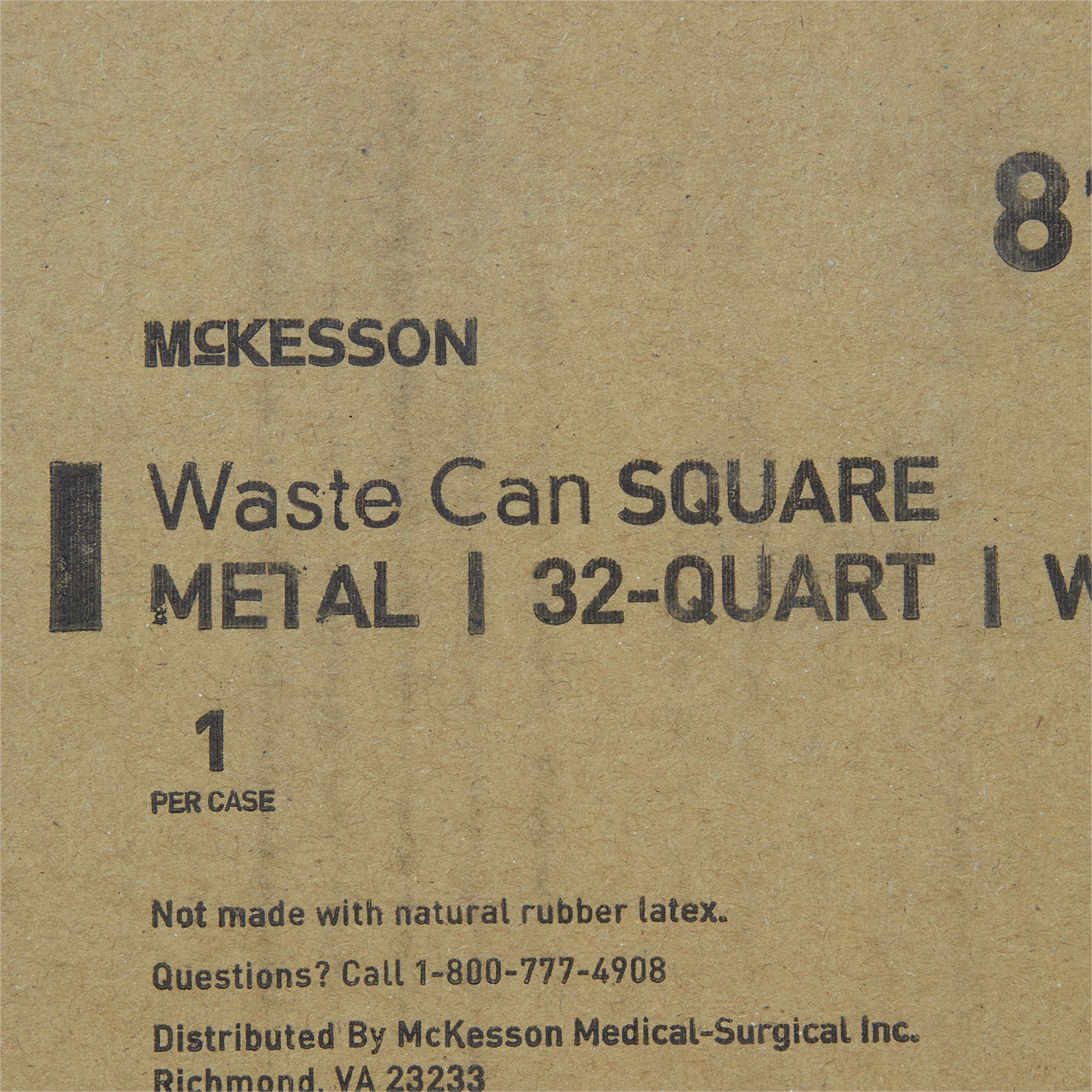 McKesson Brand - 81-35266 Trash Can McKesson 32 Quart / 8 gal. White Steel Square