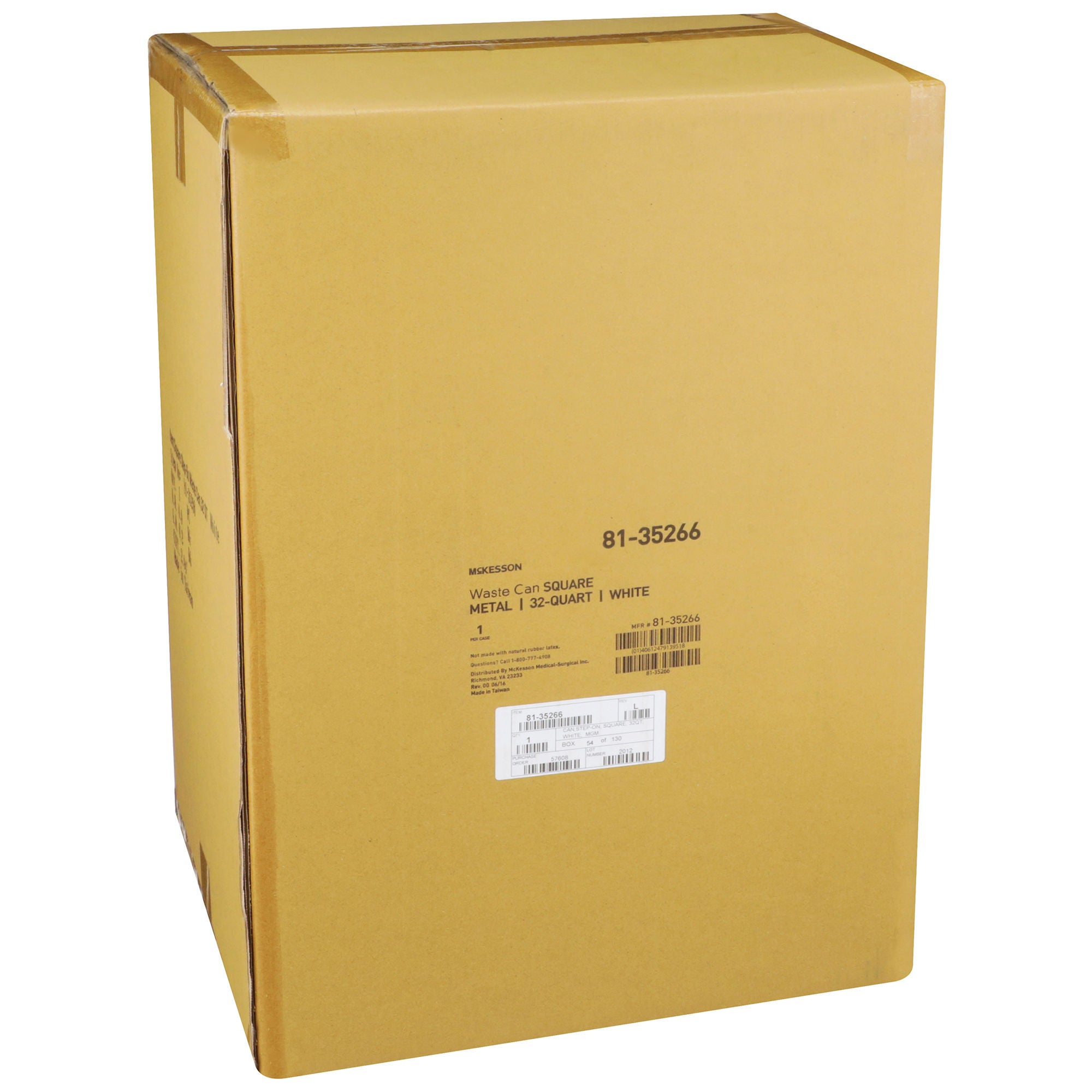 McKesson Brand - 81-35266 Trash Can McKesson 32 Quart / 8 gal. White Steel Square