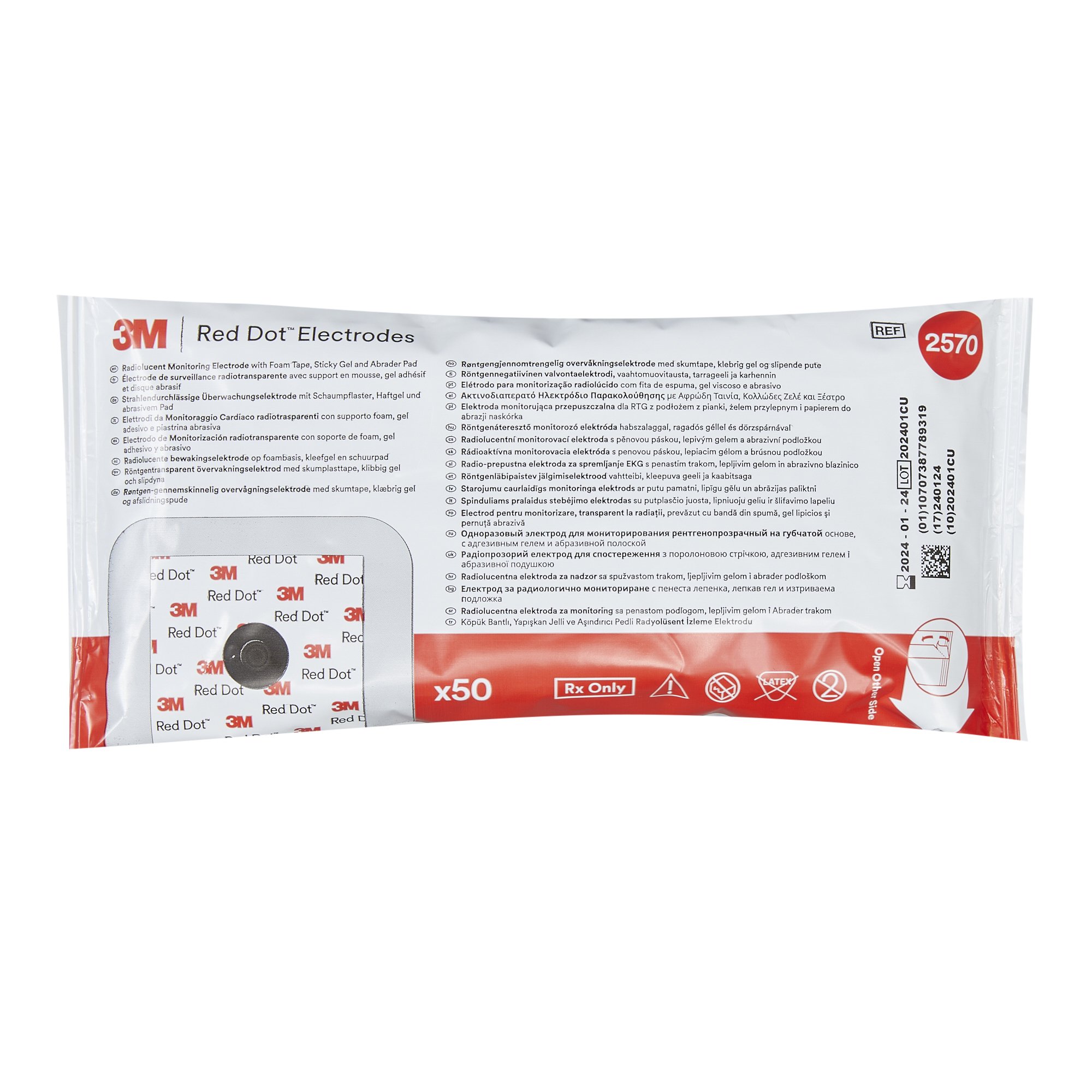 Solventum Corporation 2570-5 - 3M™ Red Dot™ EKG Snap Electrode - 5/Bag, 1000/Case