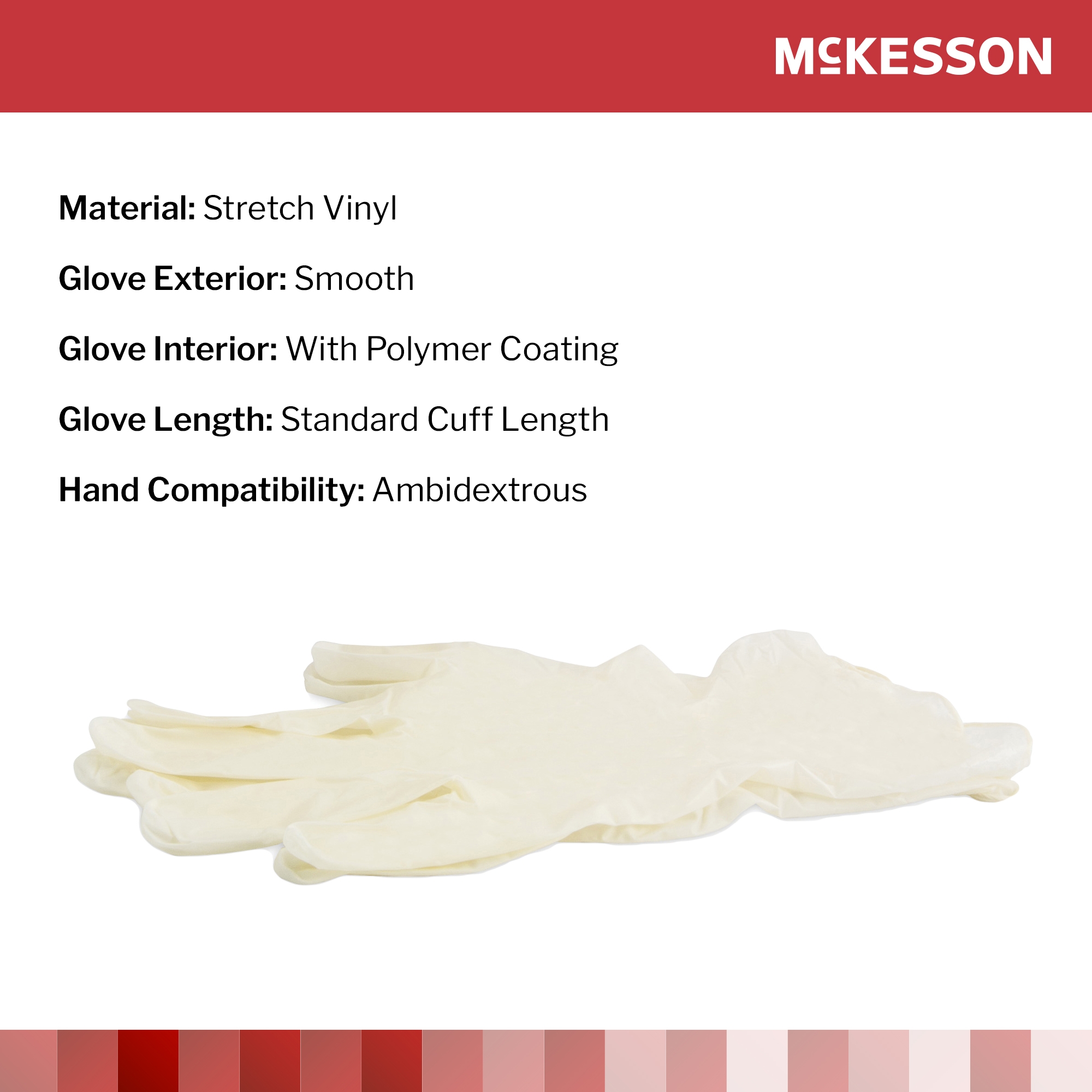 McKesson Brand 14-814 - McKesson Stretch Vinyl Exam Glove, Small, Ivory - 100/Box, 1000/Case