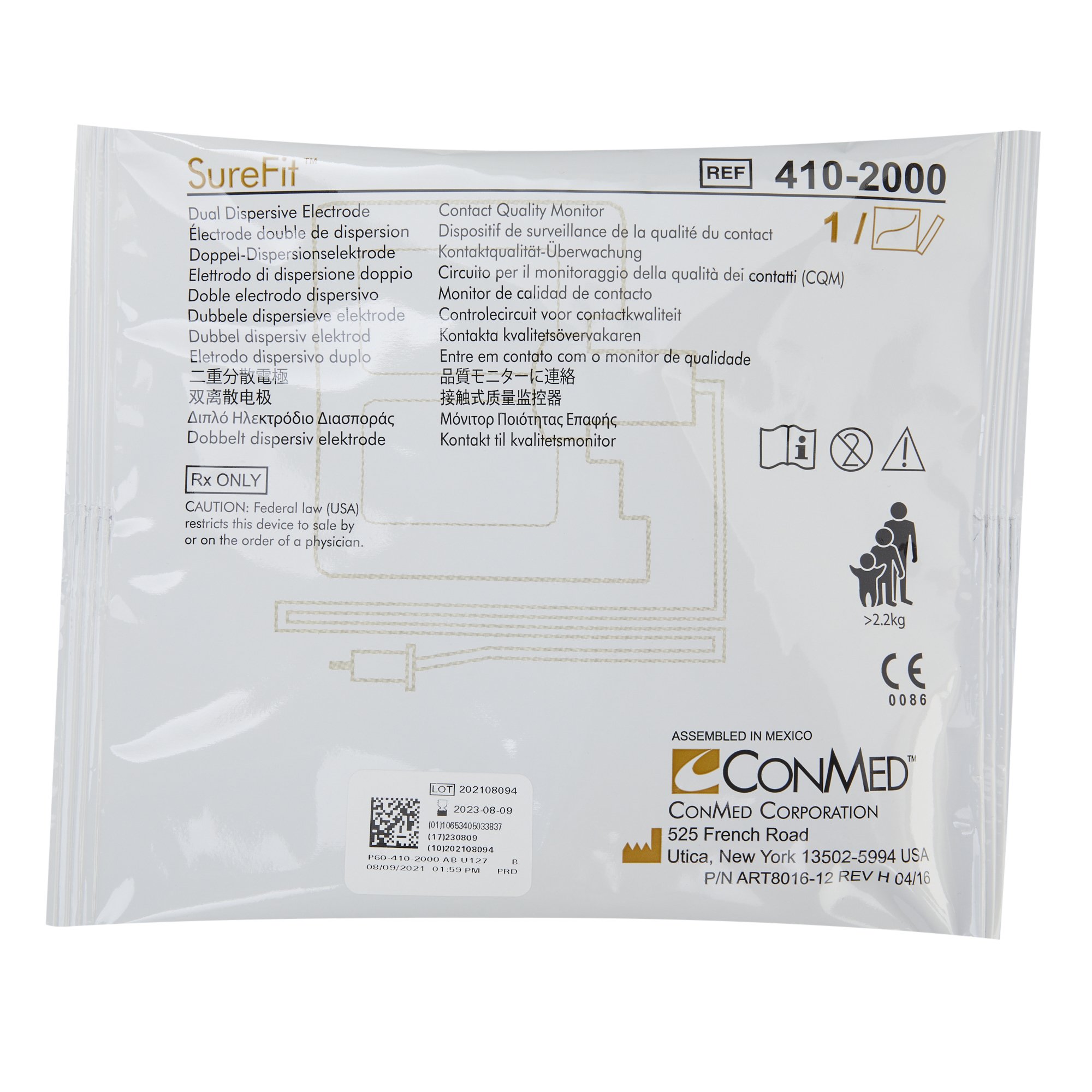 Conmed 410-2000 - SureFit™ Split Grounding Pad - 1/Each, 25/Box, 100/Case