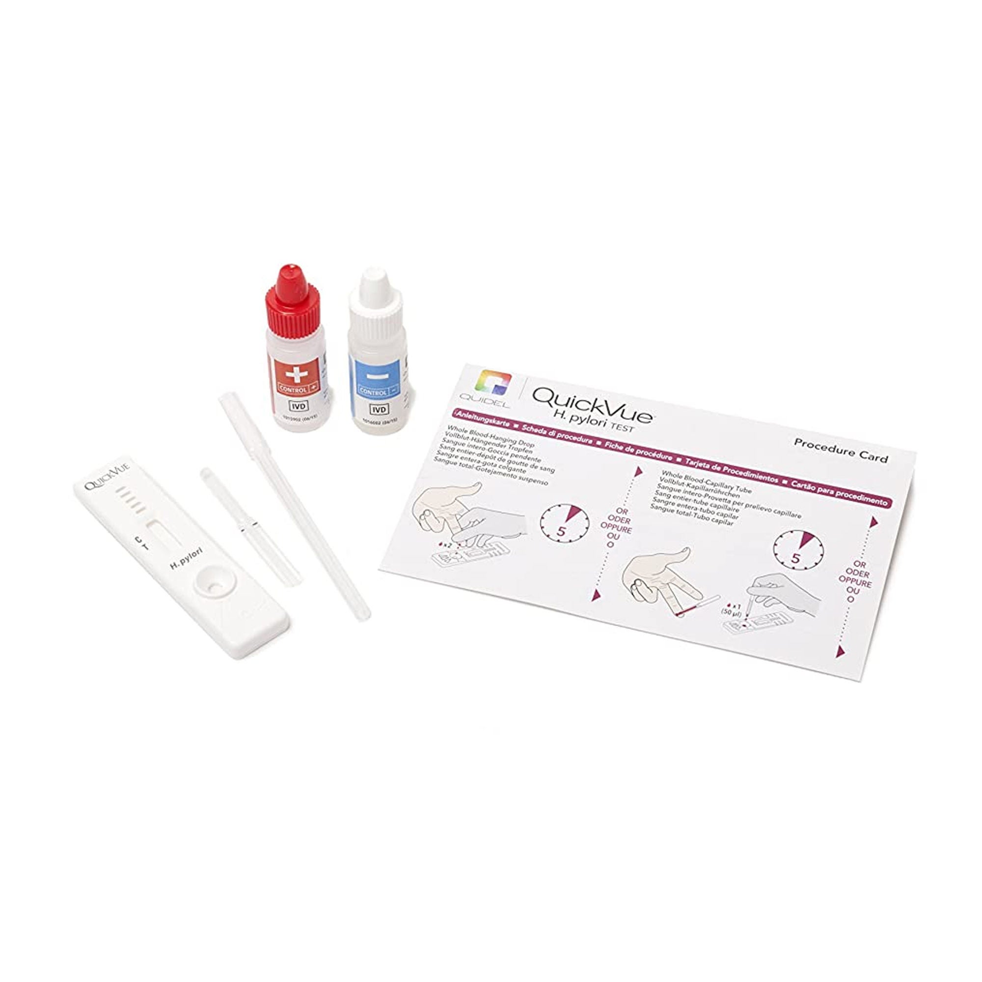 Quidel - 0W009 H. Pylori Test Kit QuickVue® H. pylori gII™ H. Pylori 10 Tests CLIA Waived Sample Dependent
