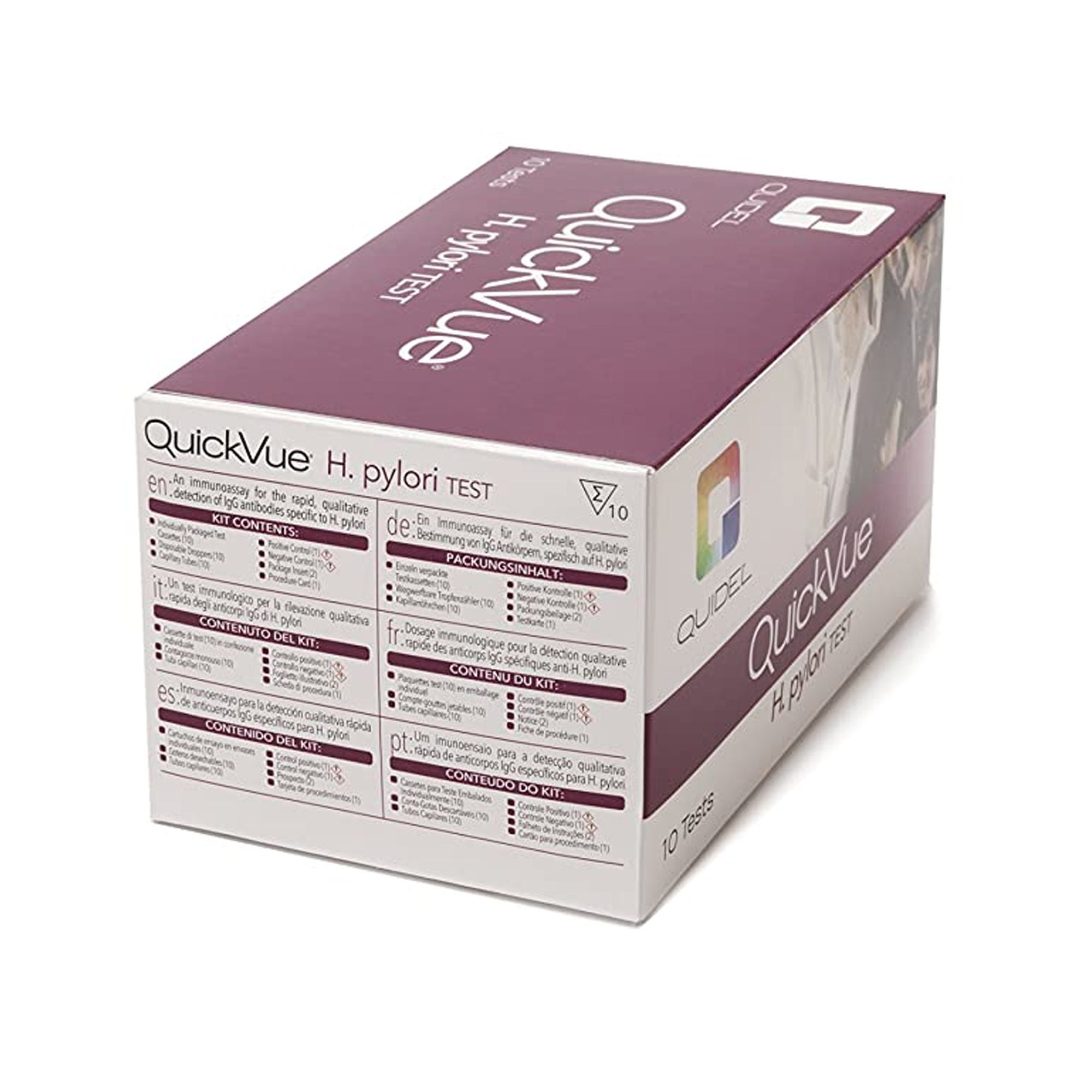 Quidel - 0W009 H. Pylori Test Kit QuickVue® H. pylori gII™ H. Pylori 10 Tests CLIA Waived Sample Dependent