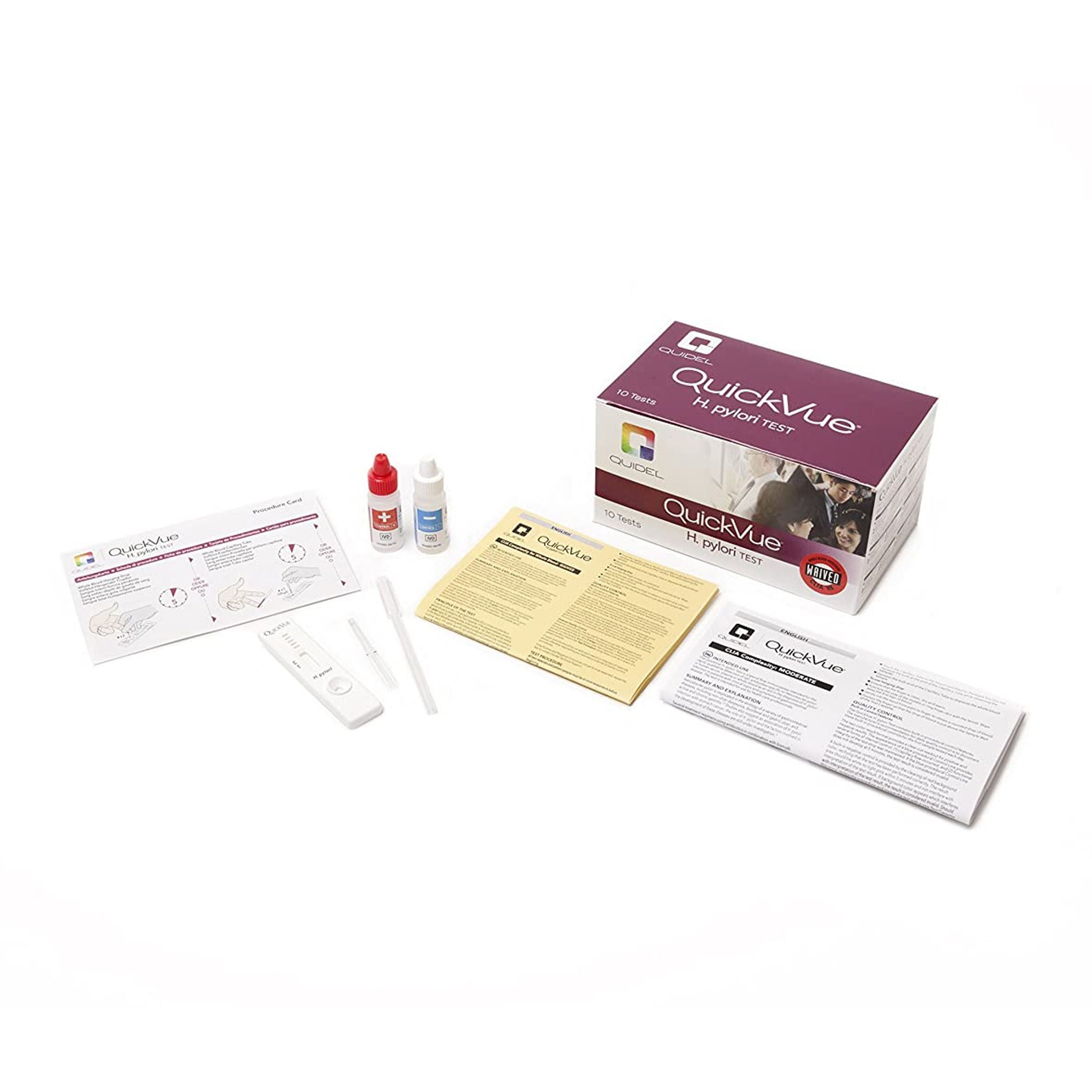Quidel - 0W009 H. Pylori Test Kit QuickVue® H. pylori gII™ H. Pylori 10 Tests CLIA Waived Sample Dependent