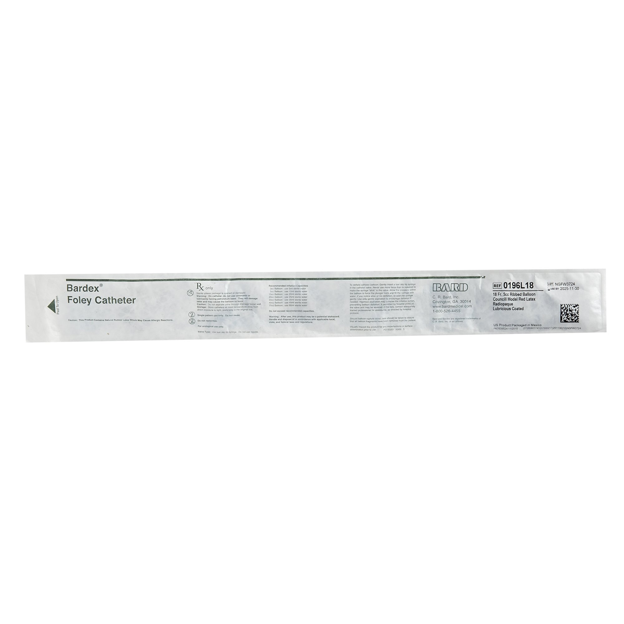 Bard - 0196L18 Bardex® Lubricath® Foley Catheter