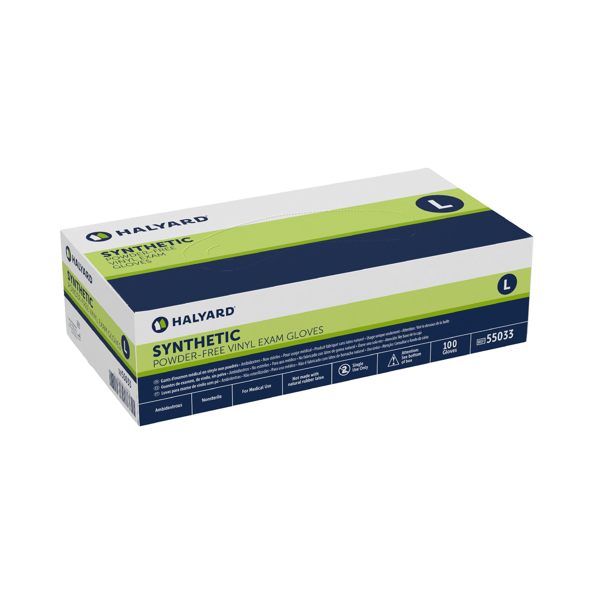 O&M Halyard Inc 55033 - Halyard™ Vinyl Exam Glove, Large, Clear - 100/Box, 1000/Case
