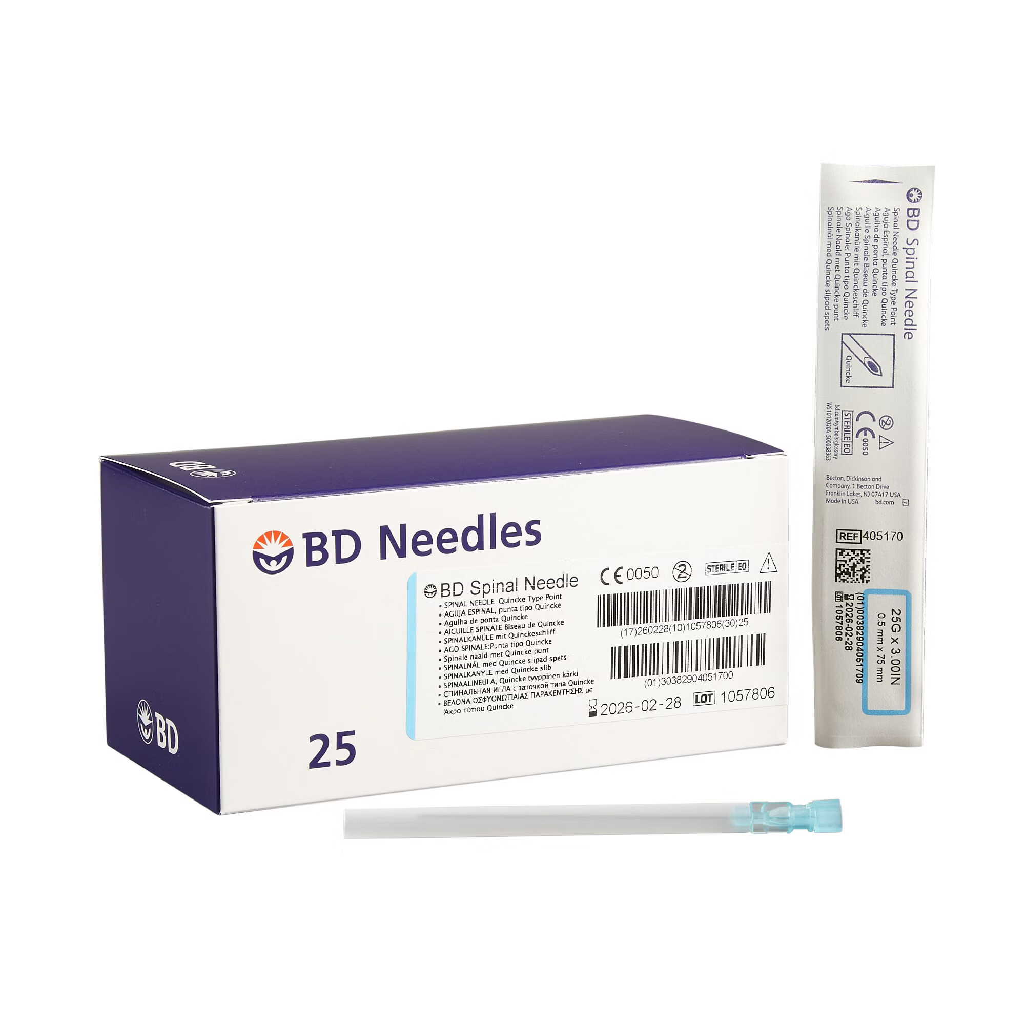 BD - 405170 Spinal Needle BD™ Quincke Style 25 Gauge 3 Inch Length Sterile