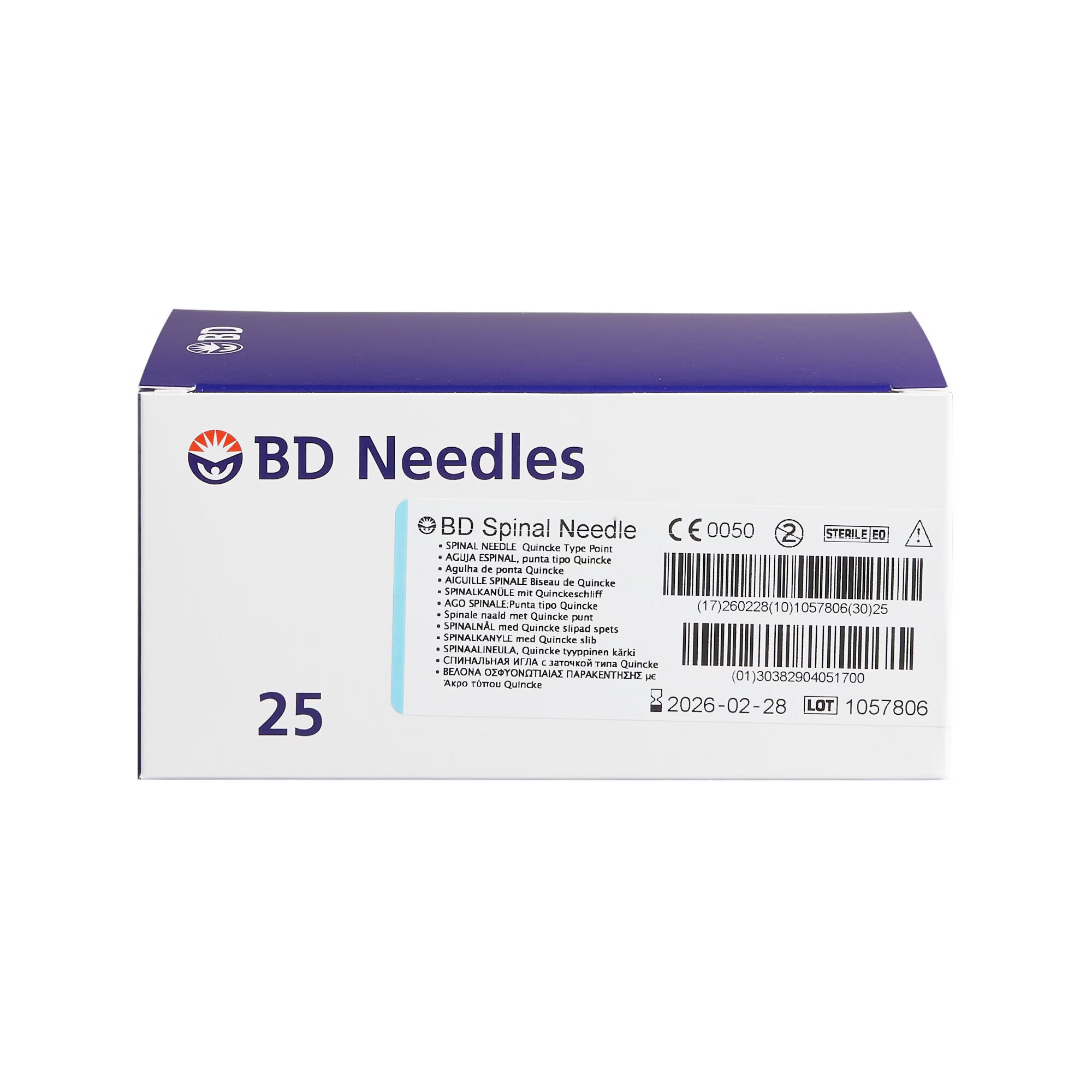 BD - 405170 Spinal Needle BD™ Quincke Style 25 Gauge 3 Inch Length Sterile
