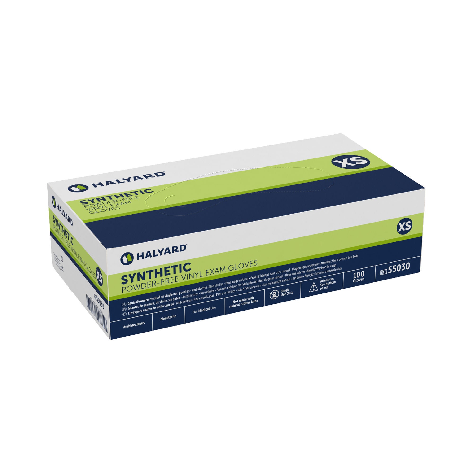 O&M Halyard Inc - 55030 Exam Glove Halyard™ X-Small 100 per Box NonSterile Vinyl Standard Cuff Length Smooth Clear Not Rated
