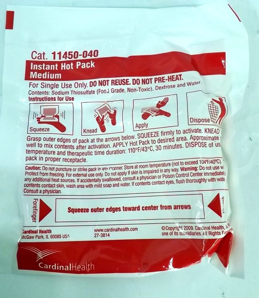 Cardinal - 11450-040 Instant Hot Pack Cardinal Health™ General Purpose Medium Plastic / Sodium Thiosulfate Disposable