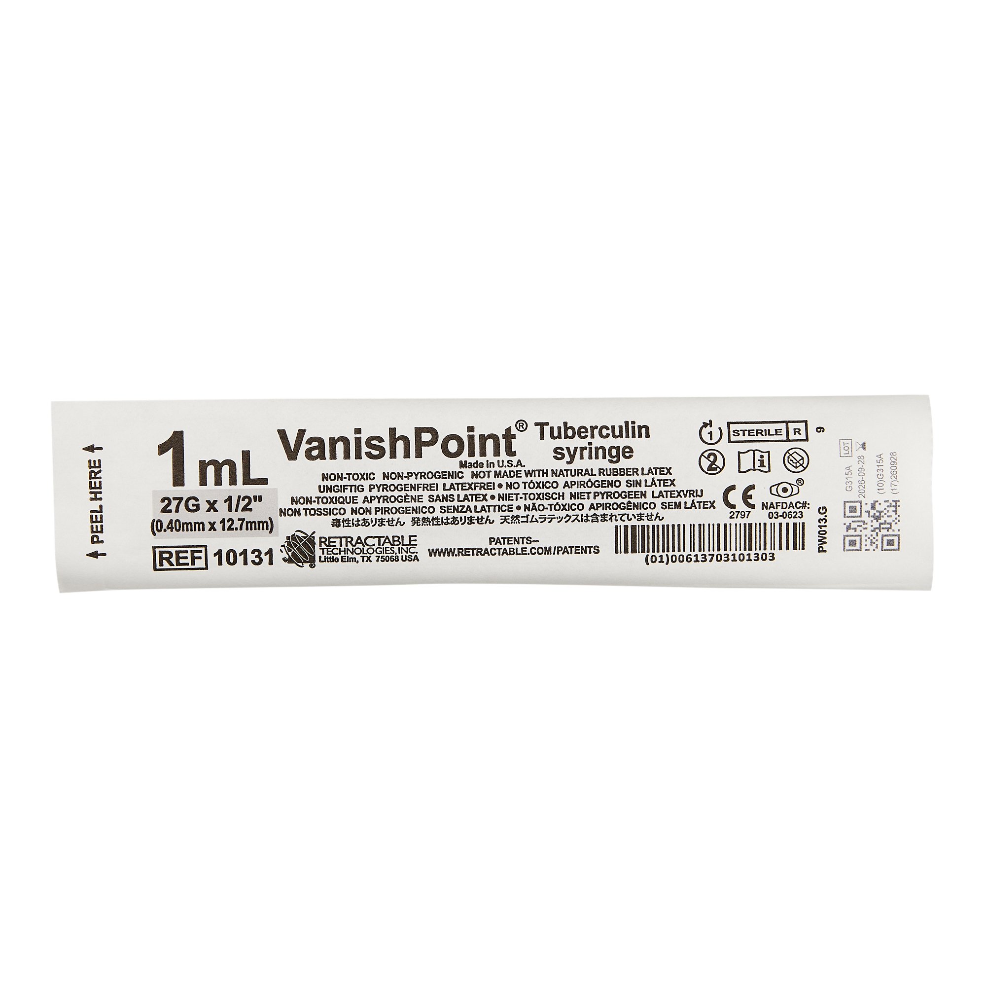 Retractable Technologies - 10131 VanishPoint® 1 mL Tuberculin Syringe with Needle