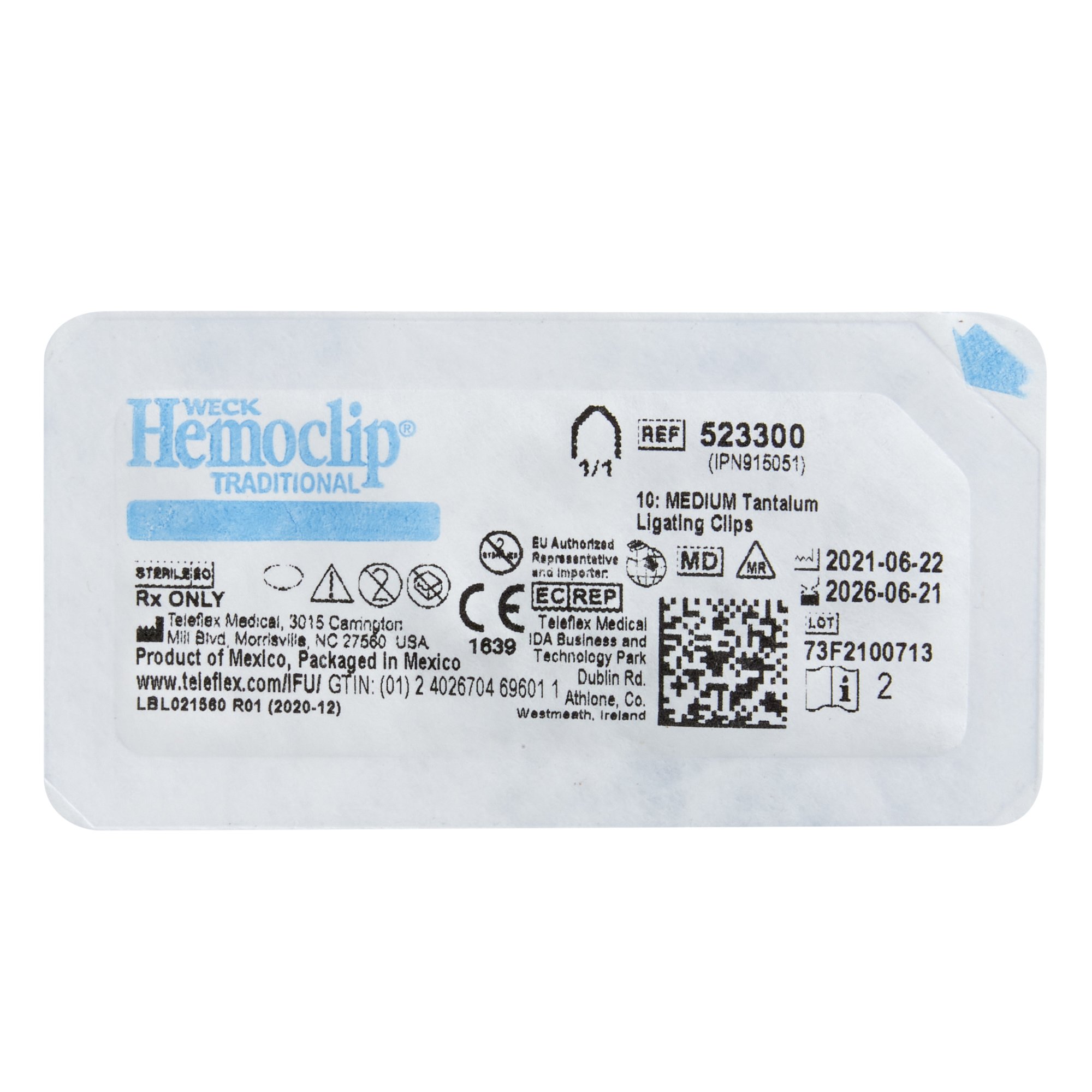 Teleflex Medical 523300 - Hemoclip® Ligating Clip - 1/Cartridge, 20/Box