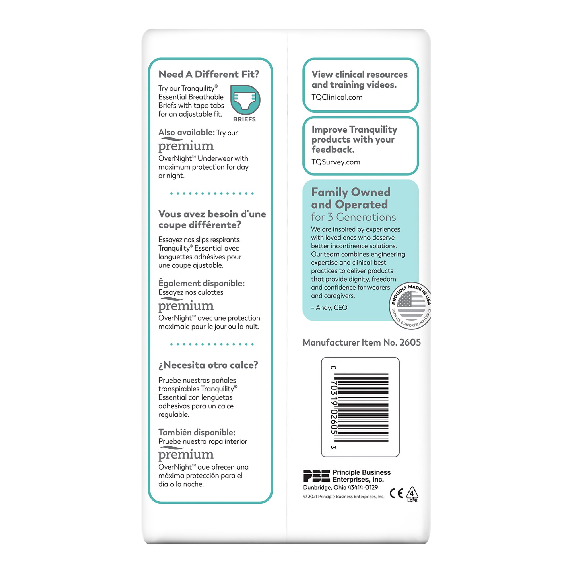 Principle Business Enterprises 2605 - Select® Heavy Protection Absorbent Underwear, Medium - 20/Bag, 80/Case