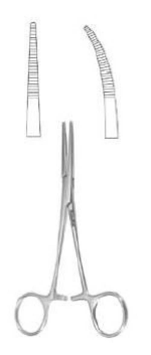 Integra Lifesciences - MH7-38 Hemostatic Forceps MeisterHand® Kelly 5-1/2 Inch Length OR / Surgical Grade German Stainless Steel NonSterile Locking Finger Ring Handle Curved Serrated Tips