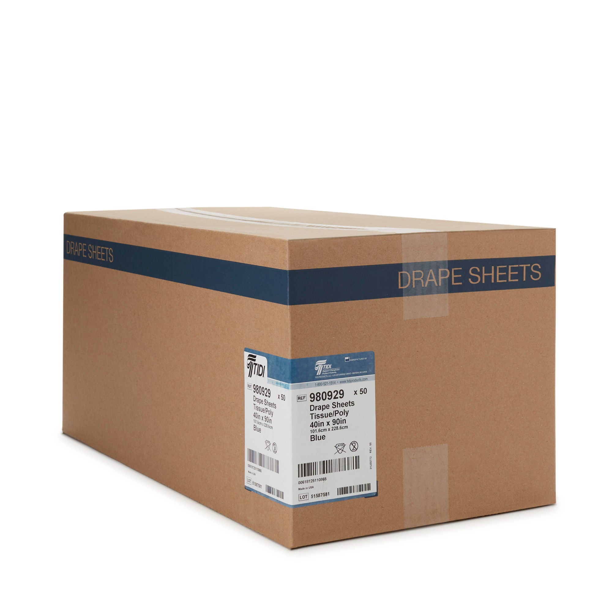 Tidi Products - 980929 Tidi® Everyday Blue Flat Stretcher Sheet